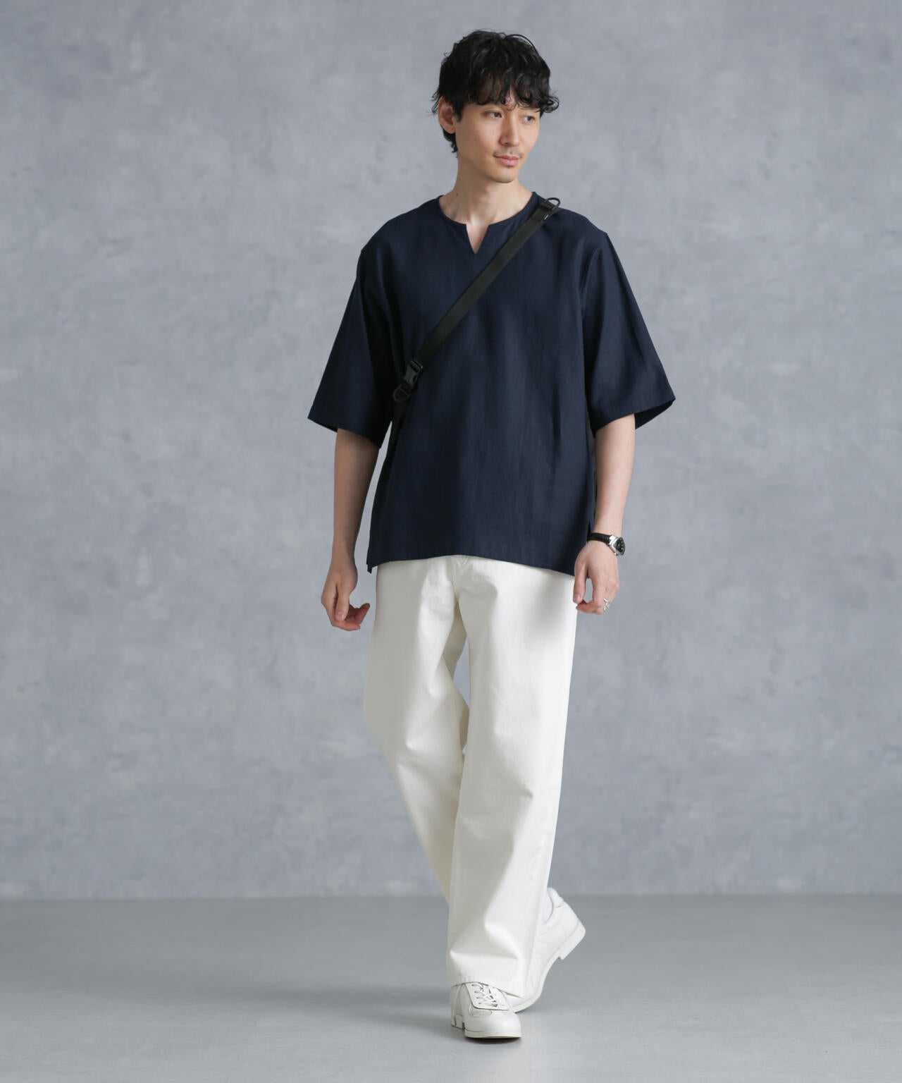 フレンチリネンプルオーバーシャツ 半袖 6724121207