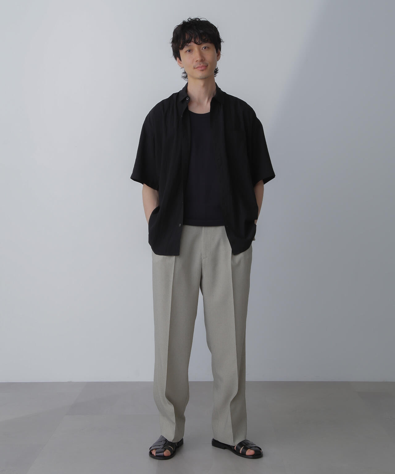 ナイロンレーヨンリラックスシャツ 半袖 6724121216