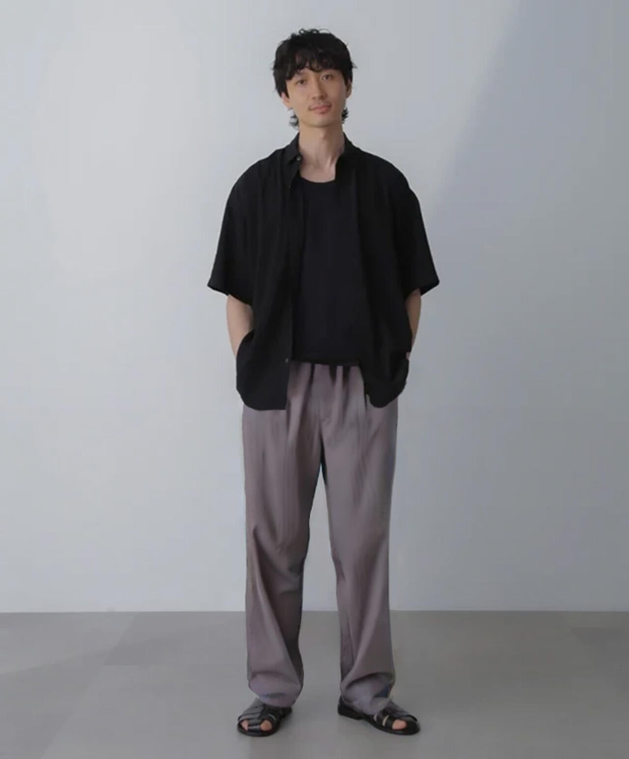 ナイロンレーヨンリラックスシャツ 半袖 6724121216