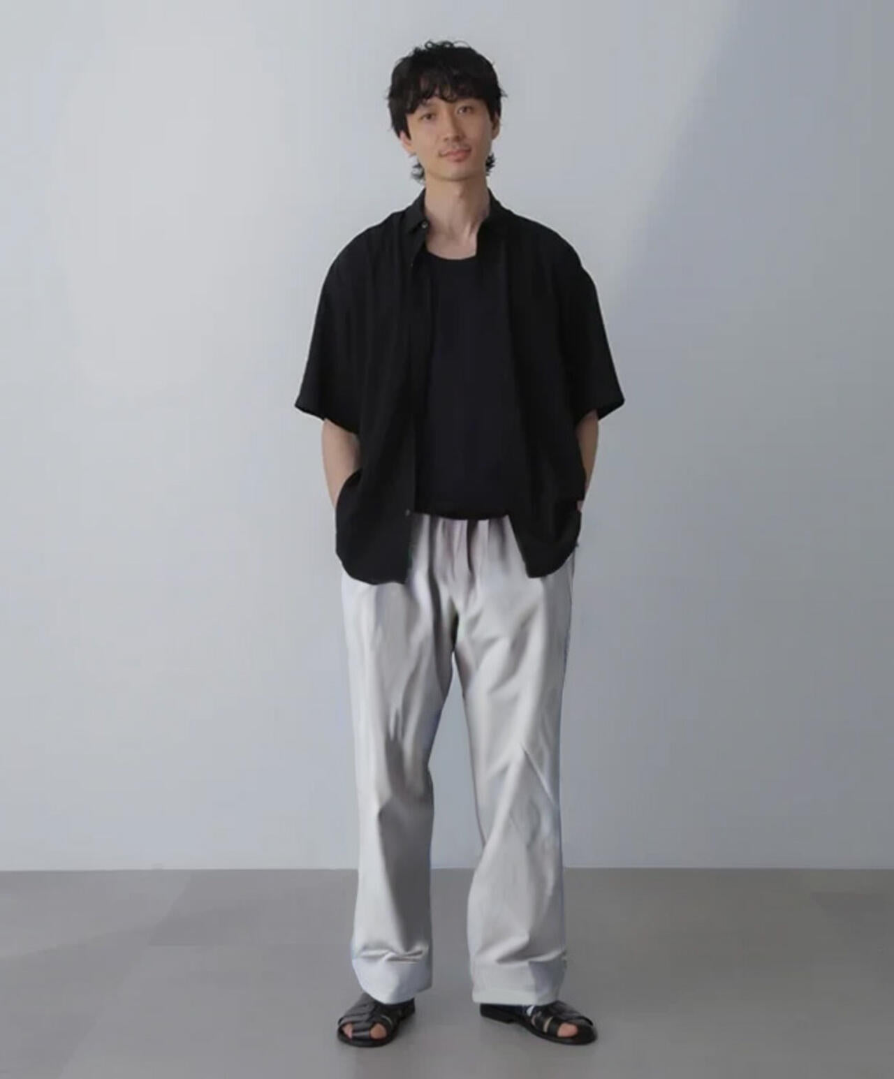 ナイロンレーヨンリラックスシャツ 半袖 6724121216