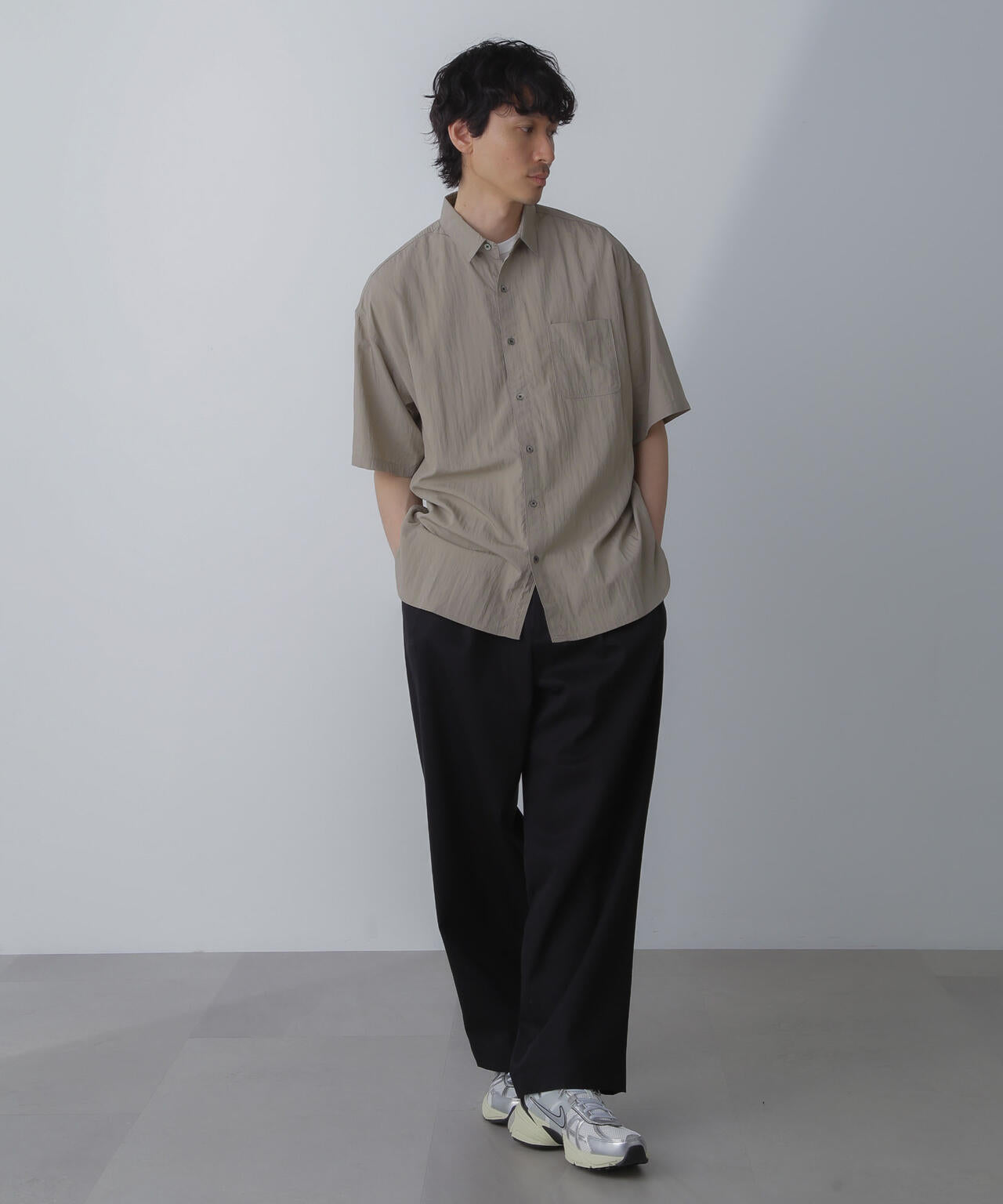 ナイロンレーヨンリラックスシャツ 半袖 6724121216