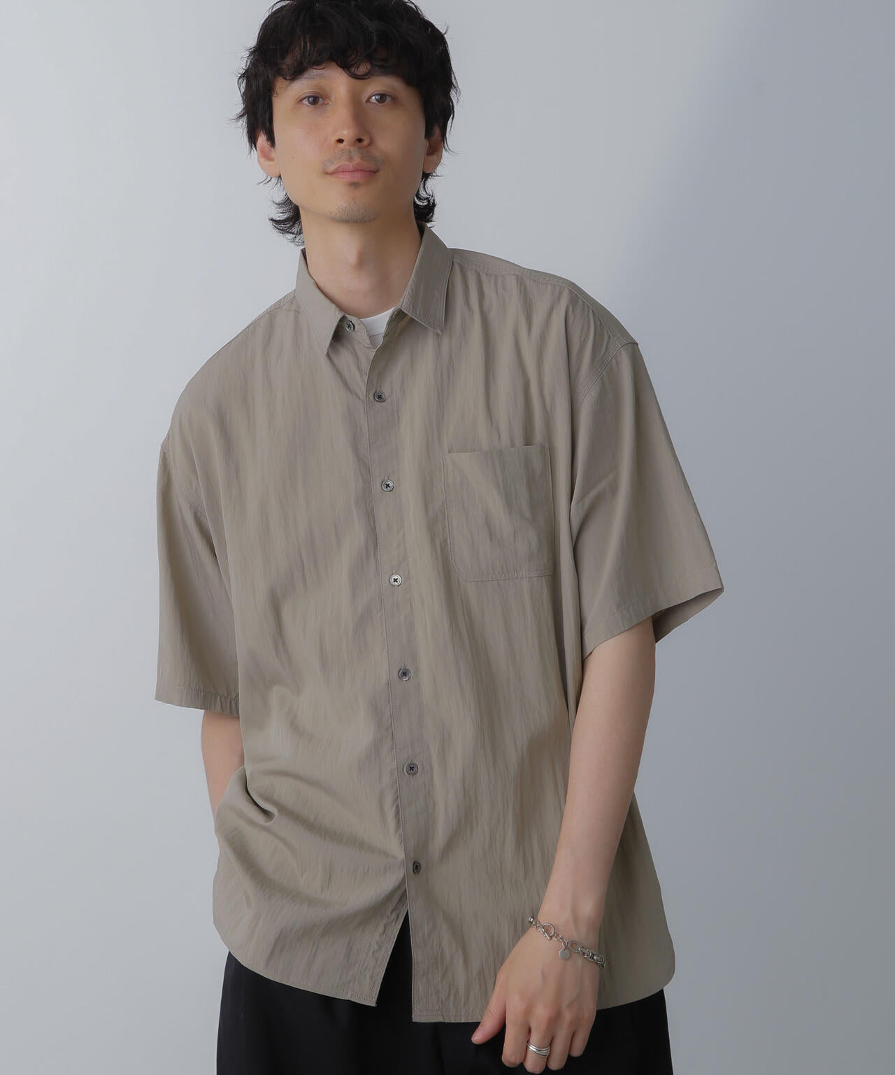 ナイロンレーヨンリラックスシャツ 半袖 6724121216