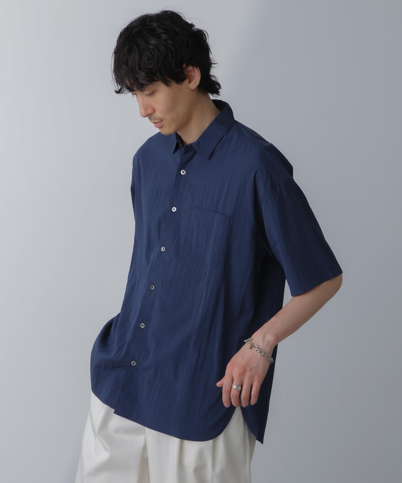 ナイロンレーヨンリラックスシャツ 半袖 6724121216