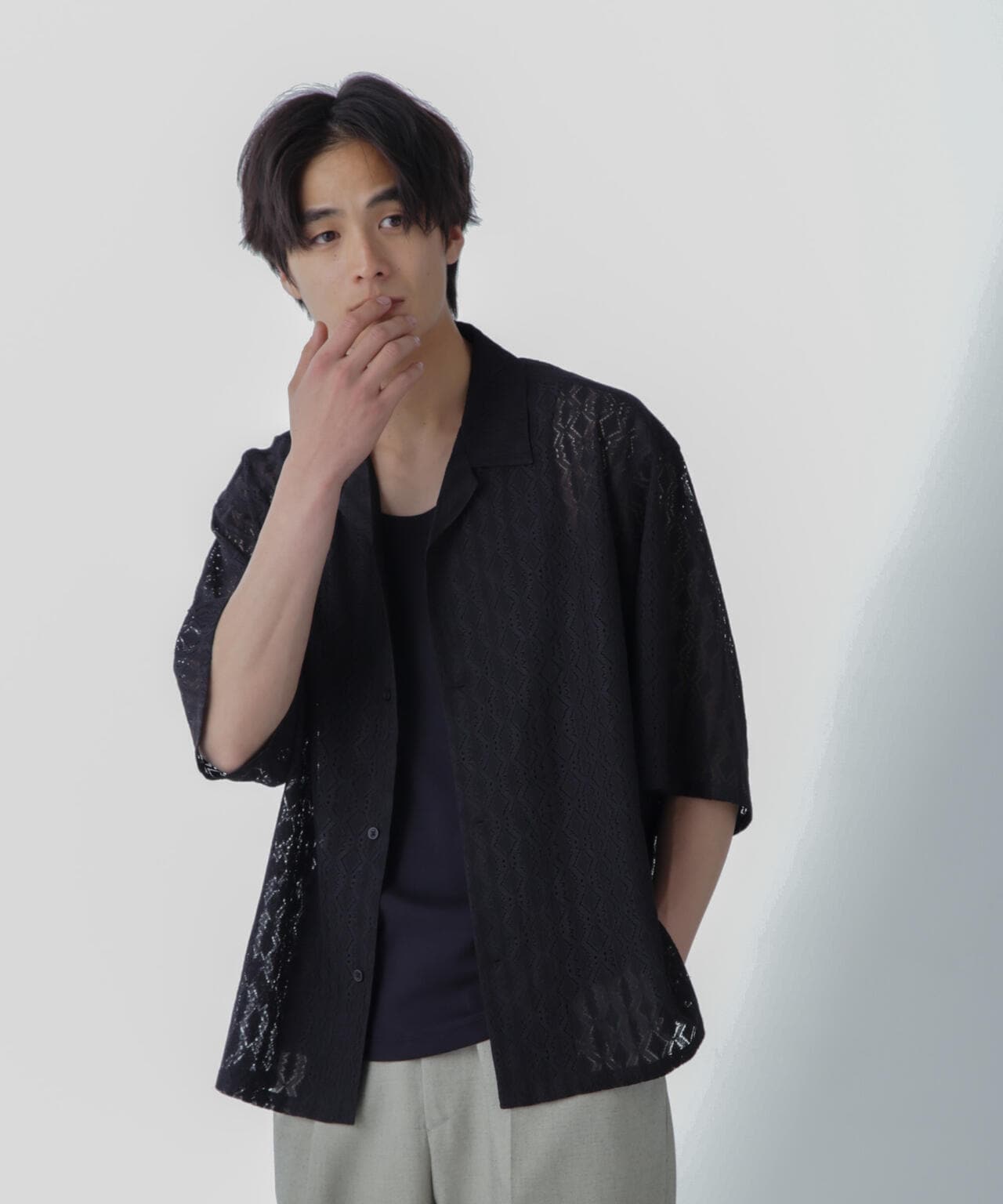 WEB限定/ワイドレースシャツ 半袖 6724121233