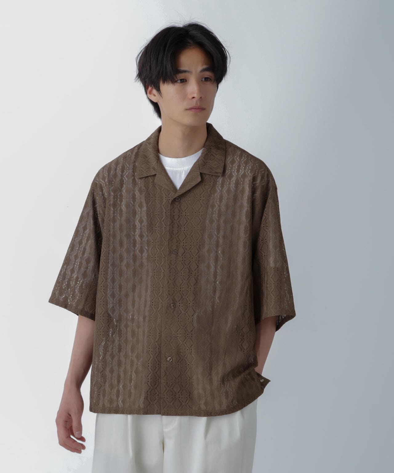 WEB限定/ワイドレースシャツ 半袖 6724121233