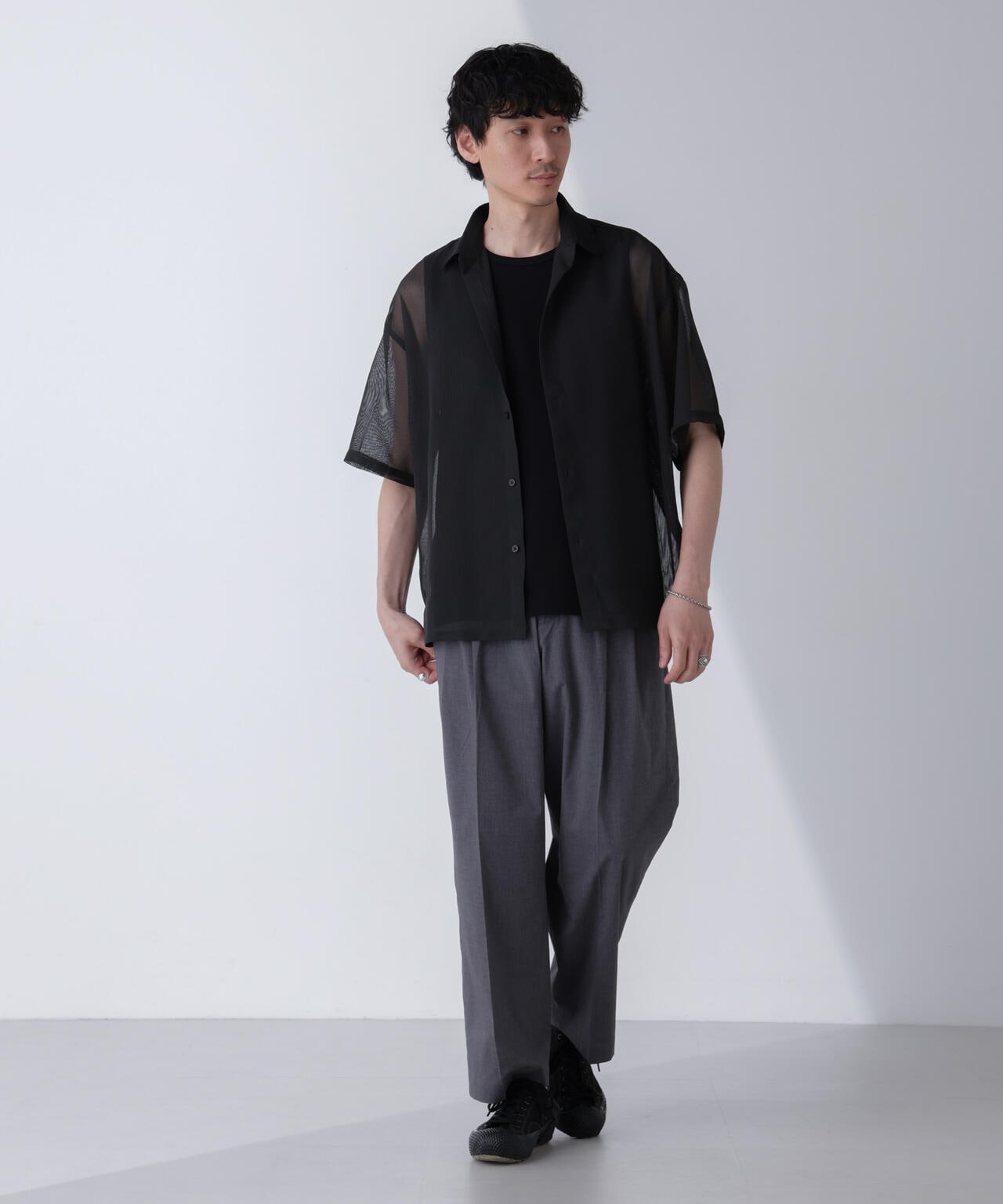 レギュラーカラー テックメッシュシャツ 半袖