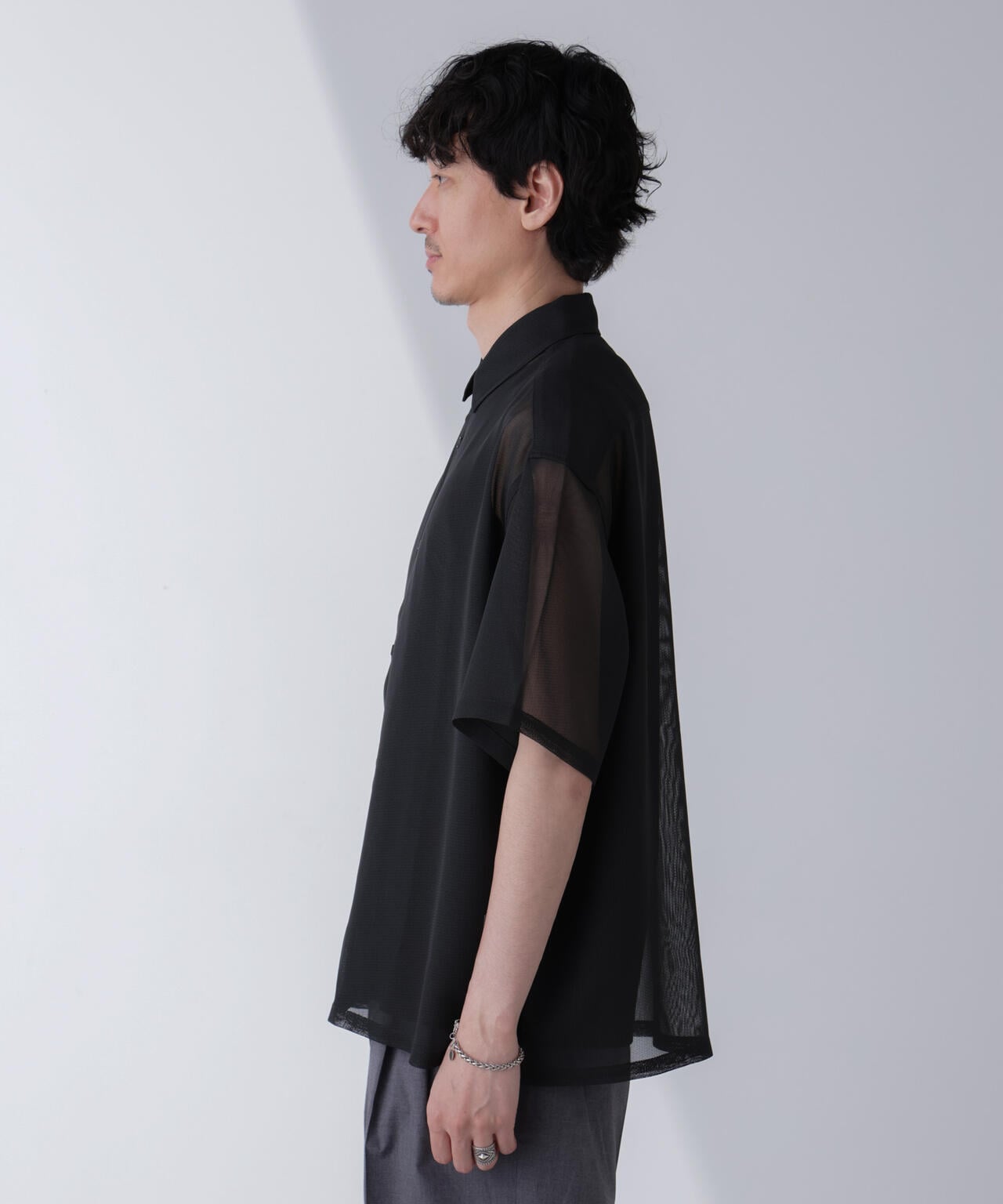 レギュラーカラー テックメッシュシャツ 半袖