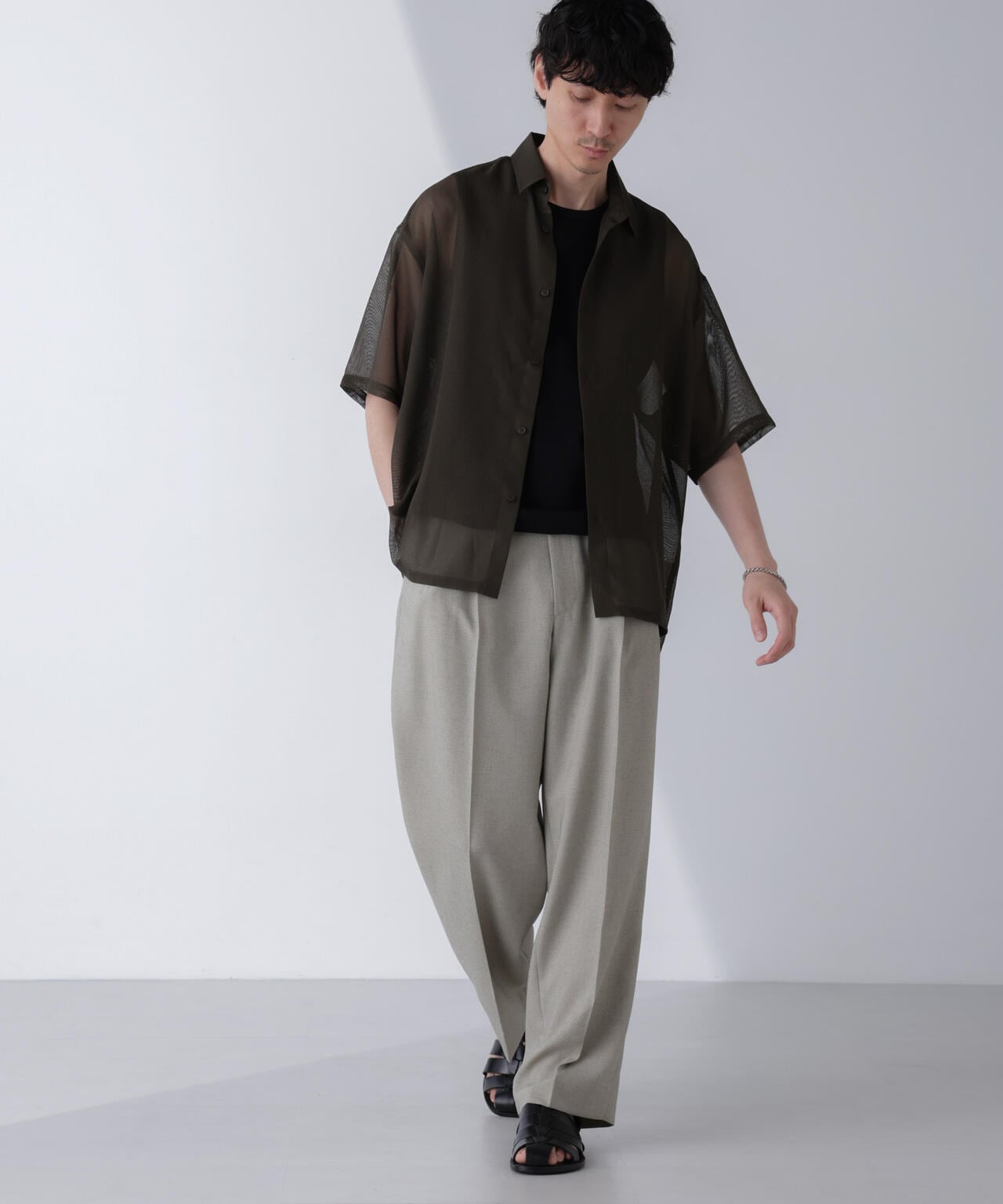 レギュラーカラー テックメッシュシャツ 半袖