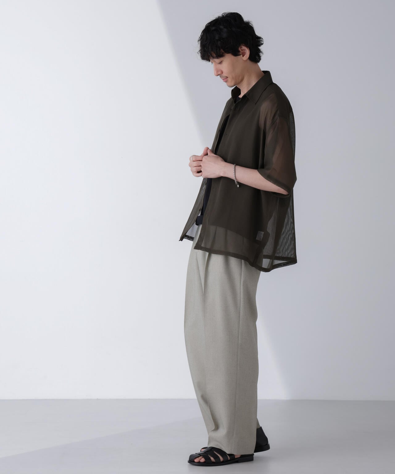 レギュラーカラー テックメッシュシャツ 半袖