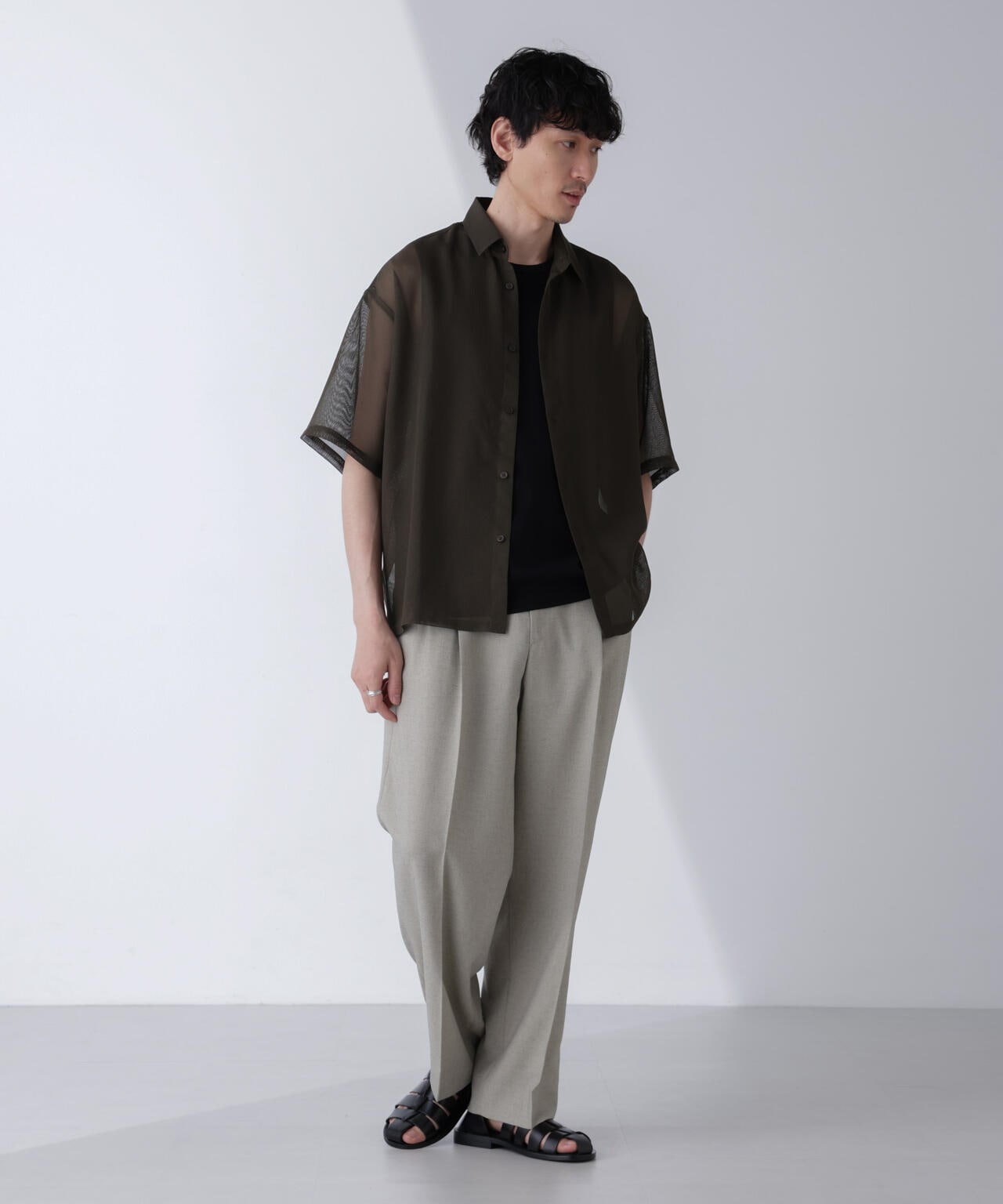 レギュラーカラー テックメッシュシャツ 半袖