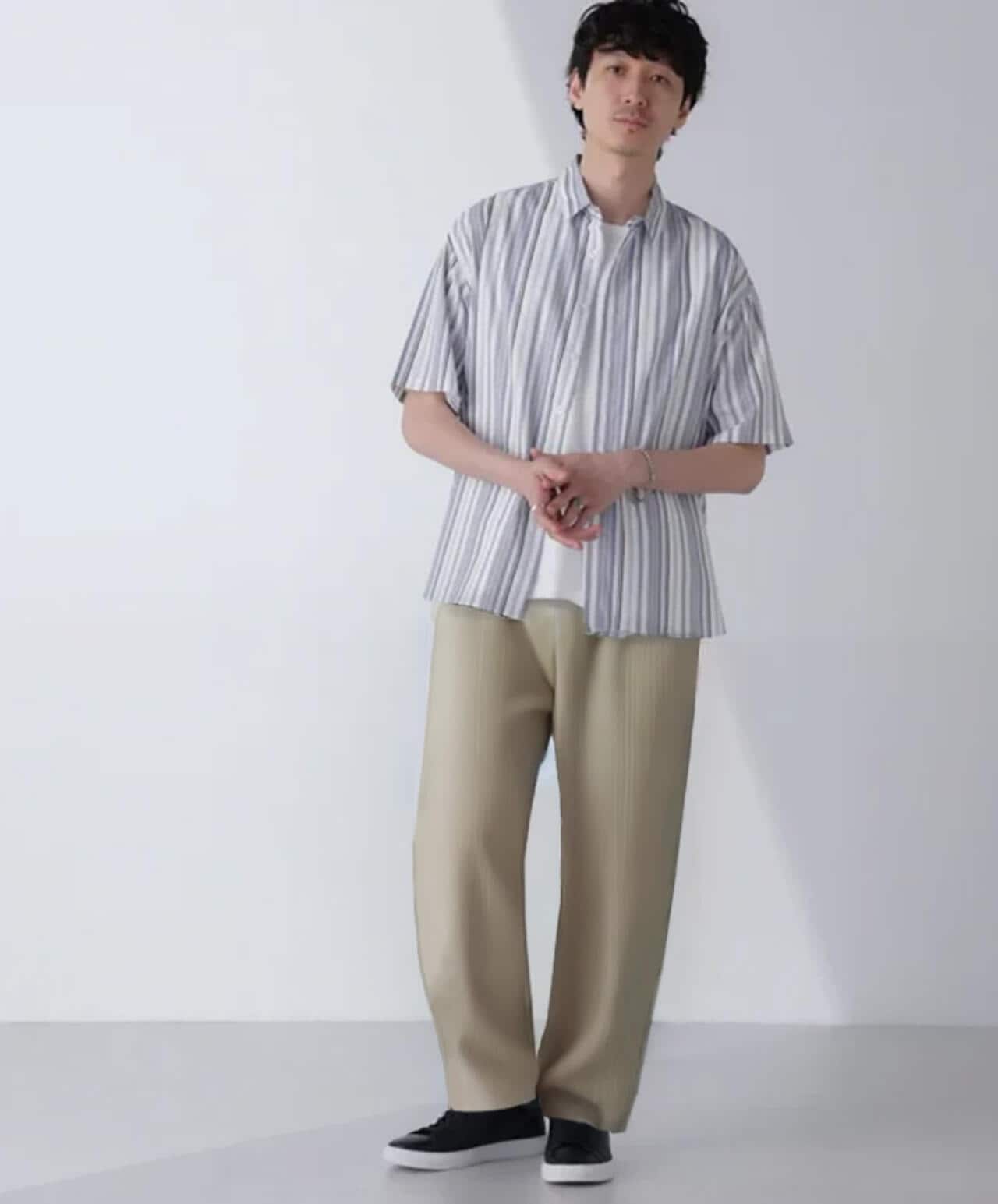 ランダムストライプビッグシャツ 半袖 6724121240