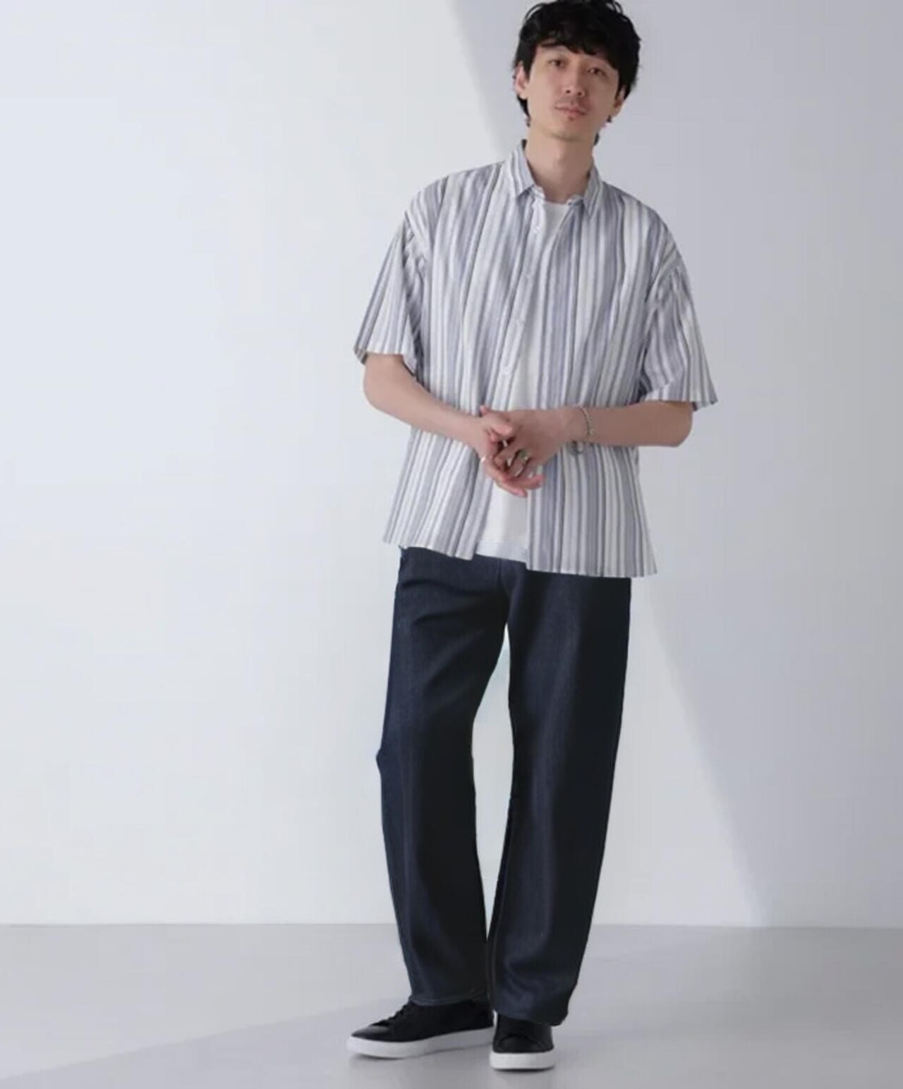 ランダムストライプビッグシャツ 半袖 6724121240