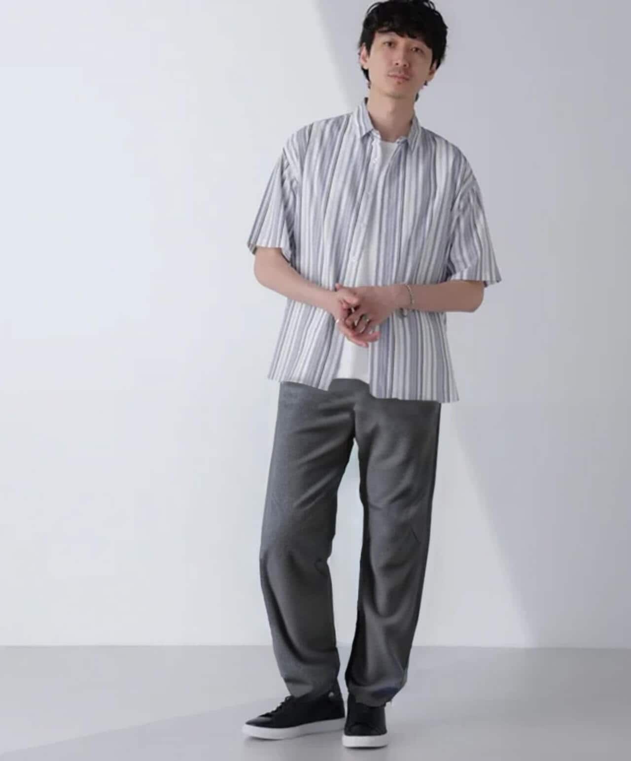 ランダムストライプビッグシャツ 半袖 6724121240