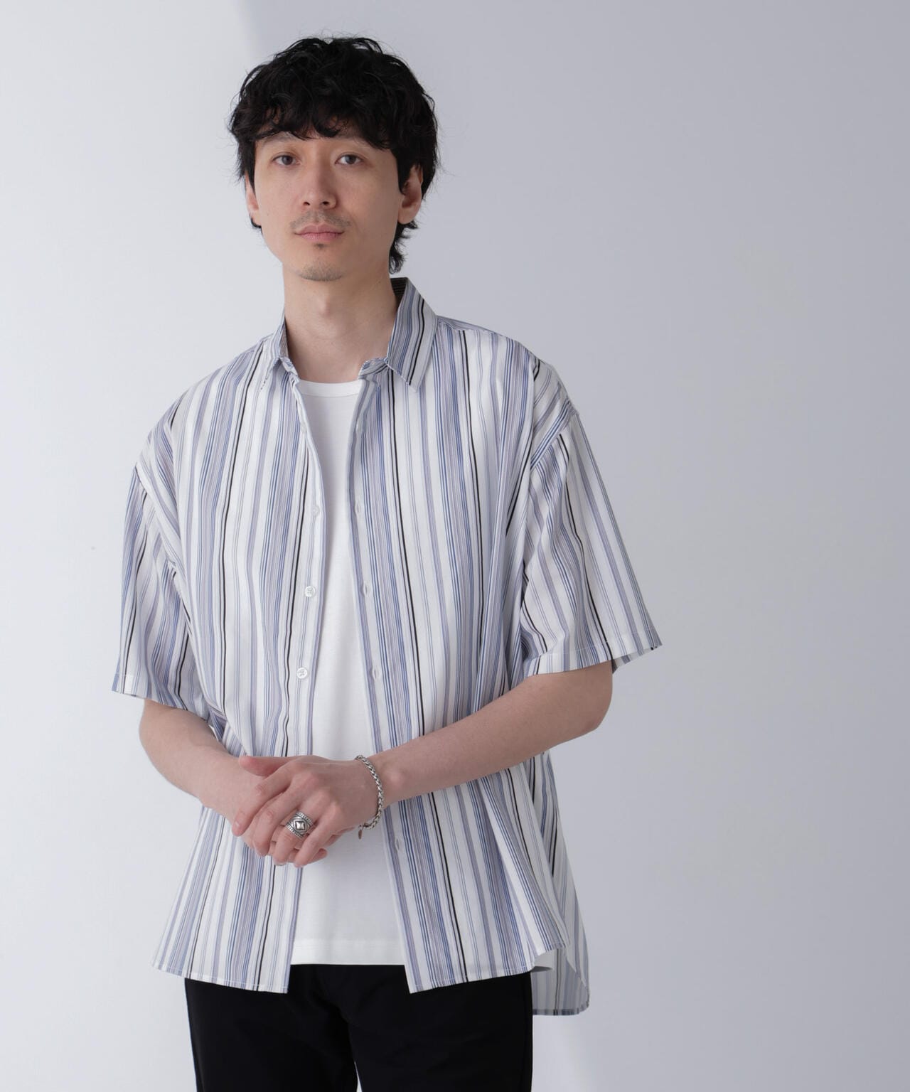 ランダムストライプビッグシャツ 半袖 6724121240