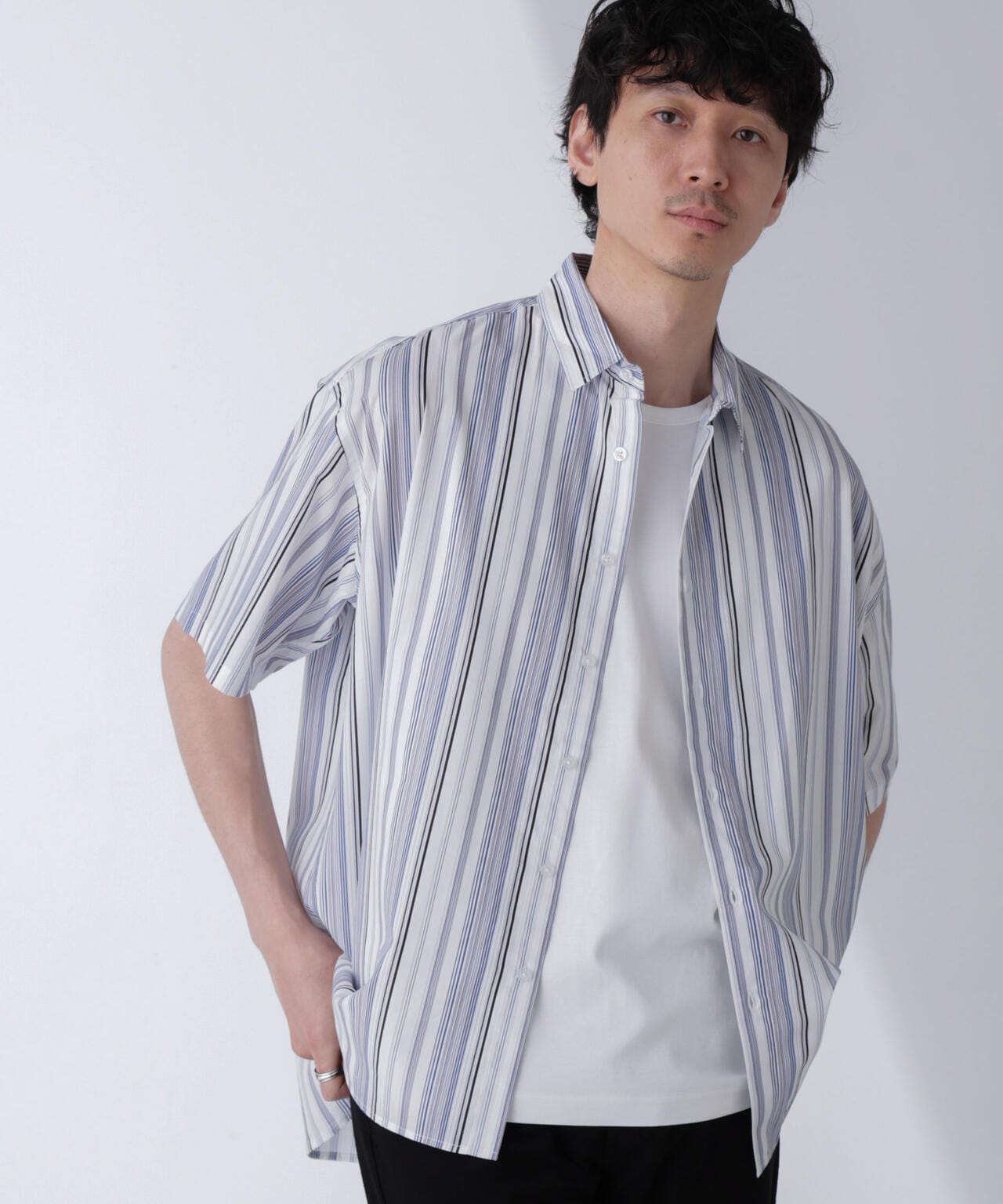 ランダムストライプビッグシャツ 半袖 6724121240