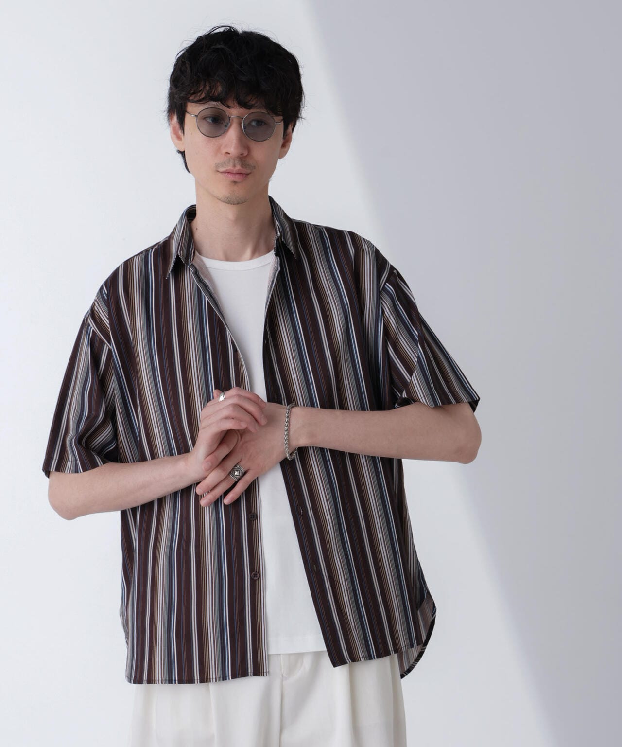 ランダムストライプビッグシャツ 半袖 6724121240