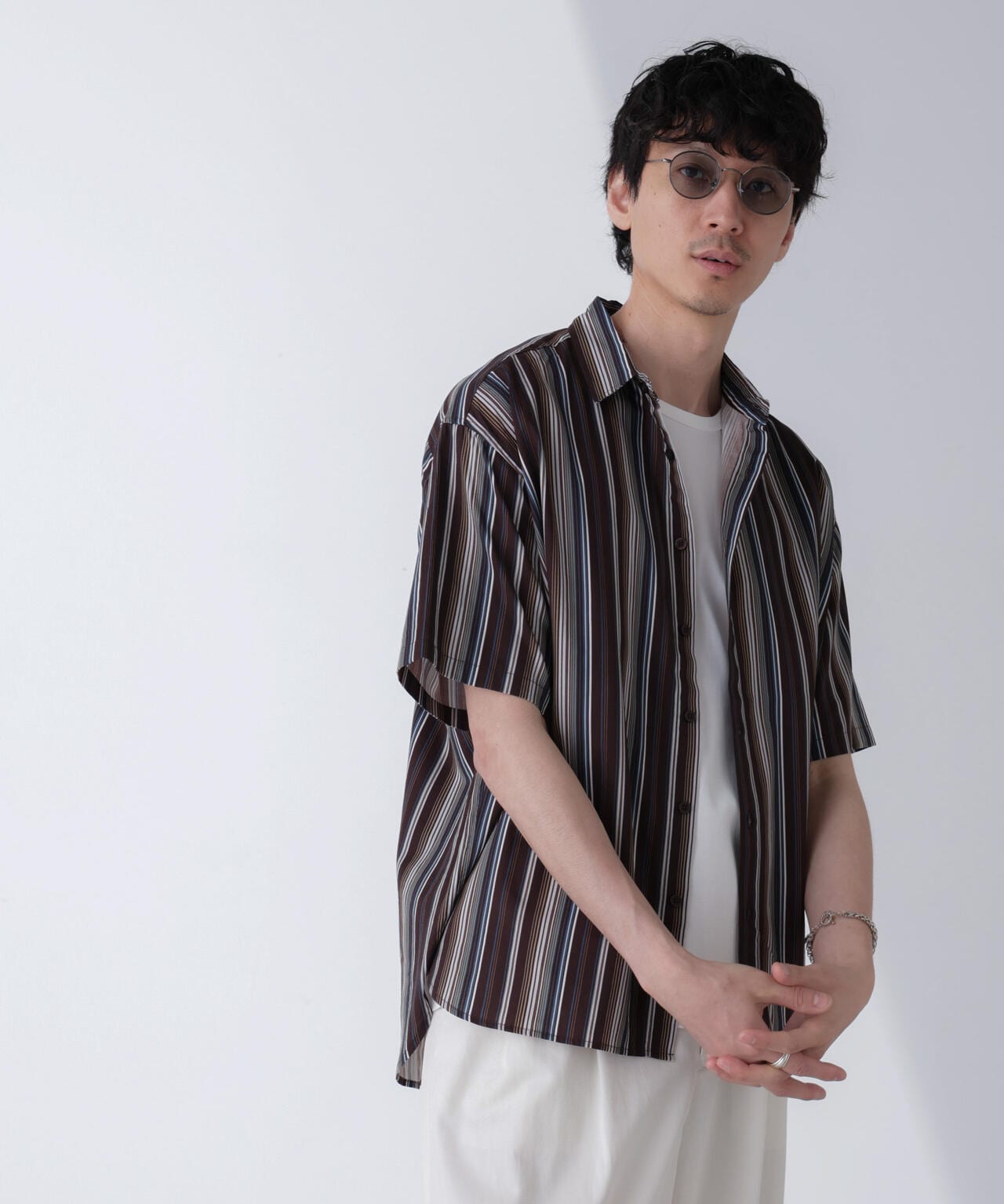 ランダムストライプビッグシャツ 半袖 6724121240