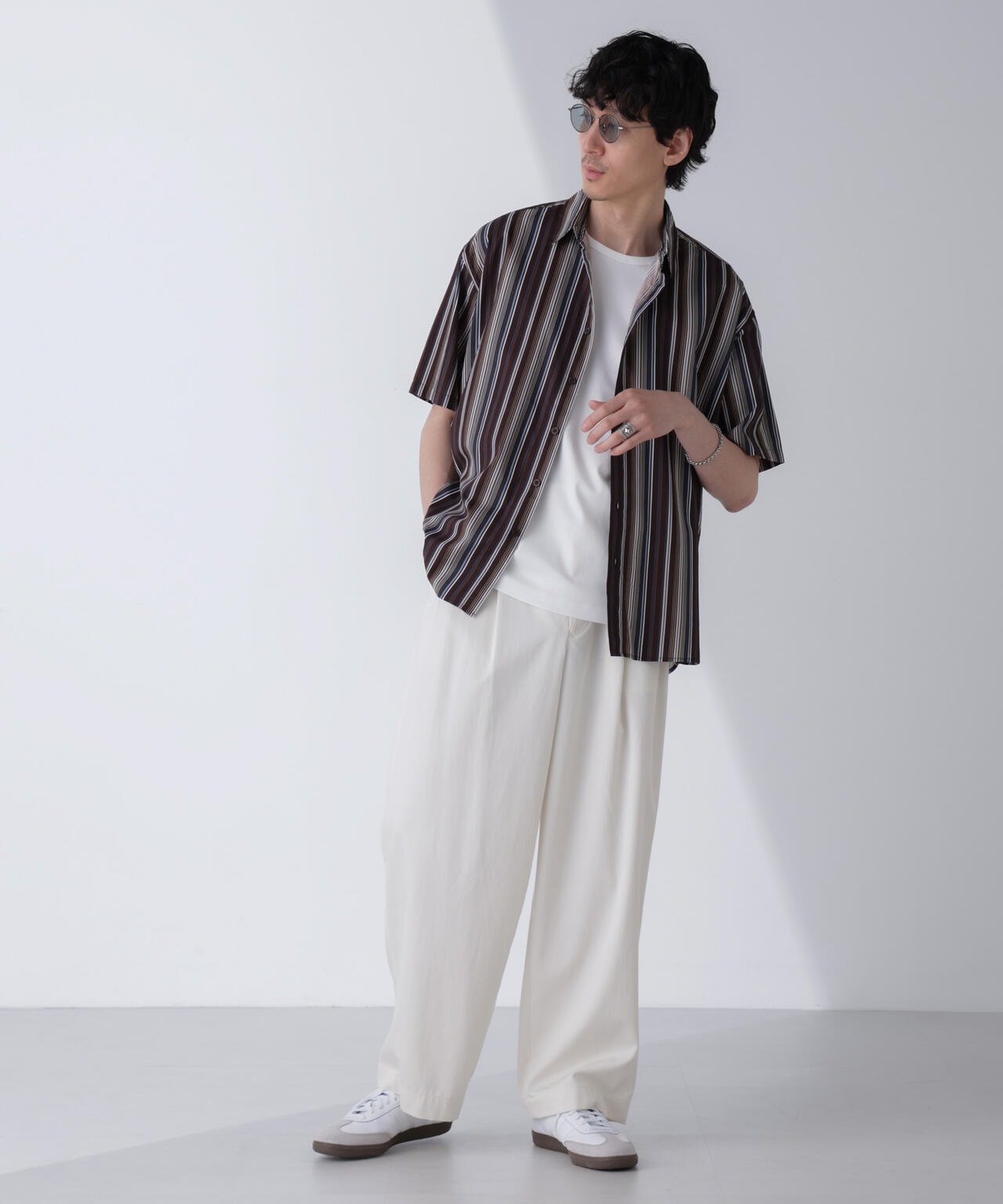 ランダムストライプビッグシャツ 半袖 6724121240