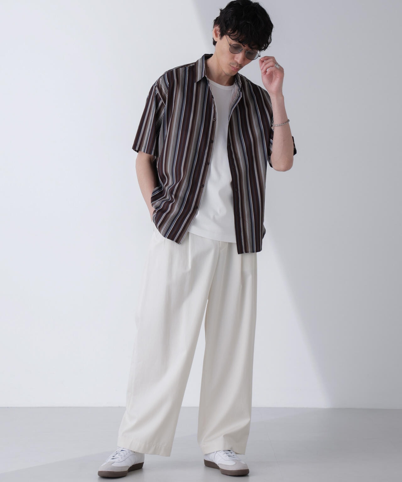ランダムストライプビッグシャツ 半袖 6724121240