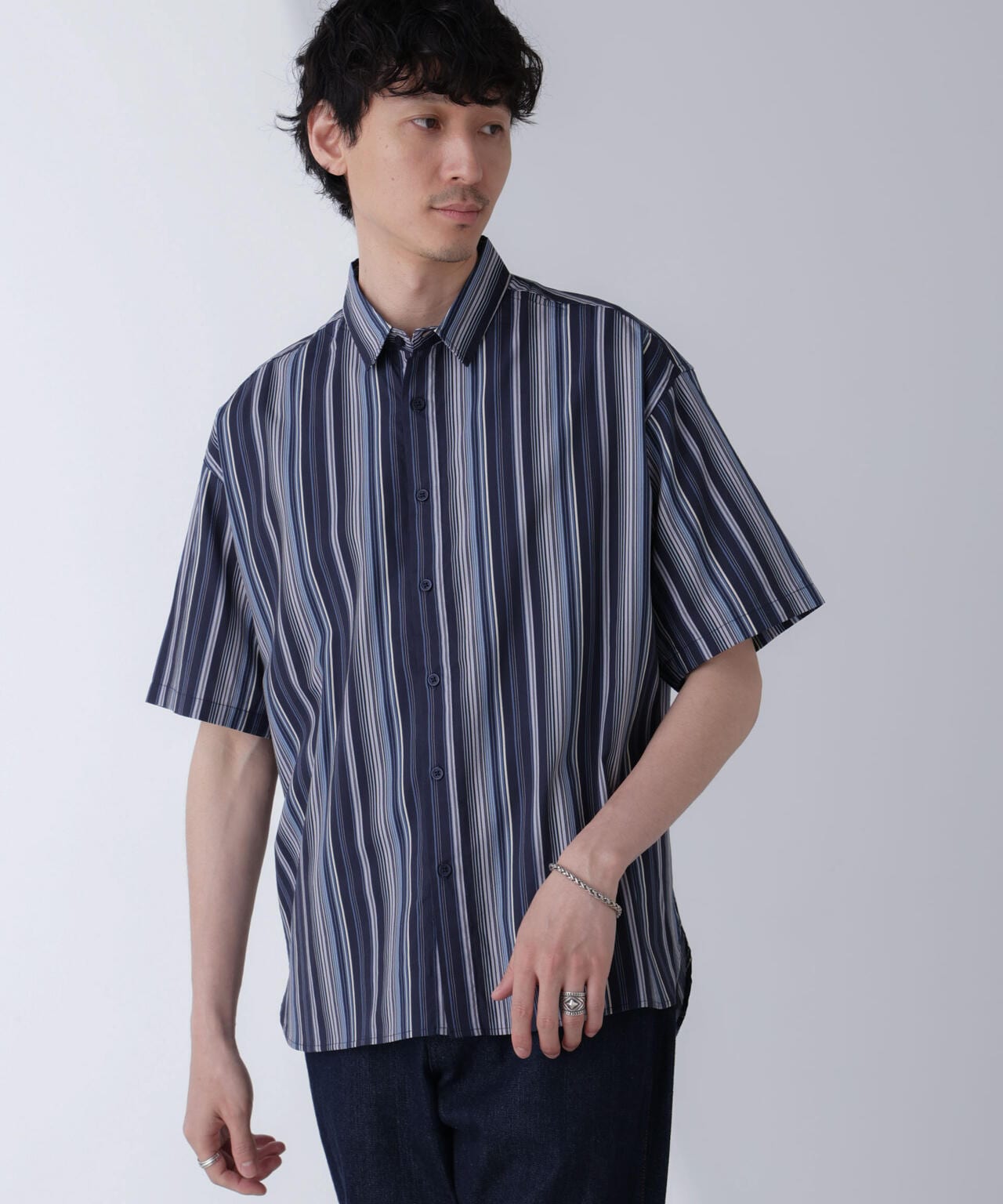 ランダムストライプビッグシャツ 半袖 6724121240