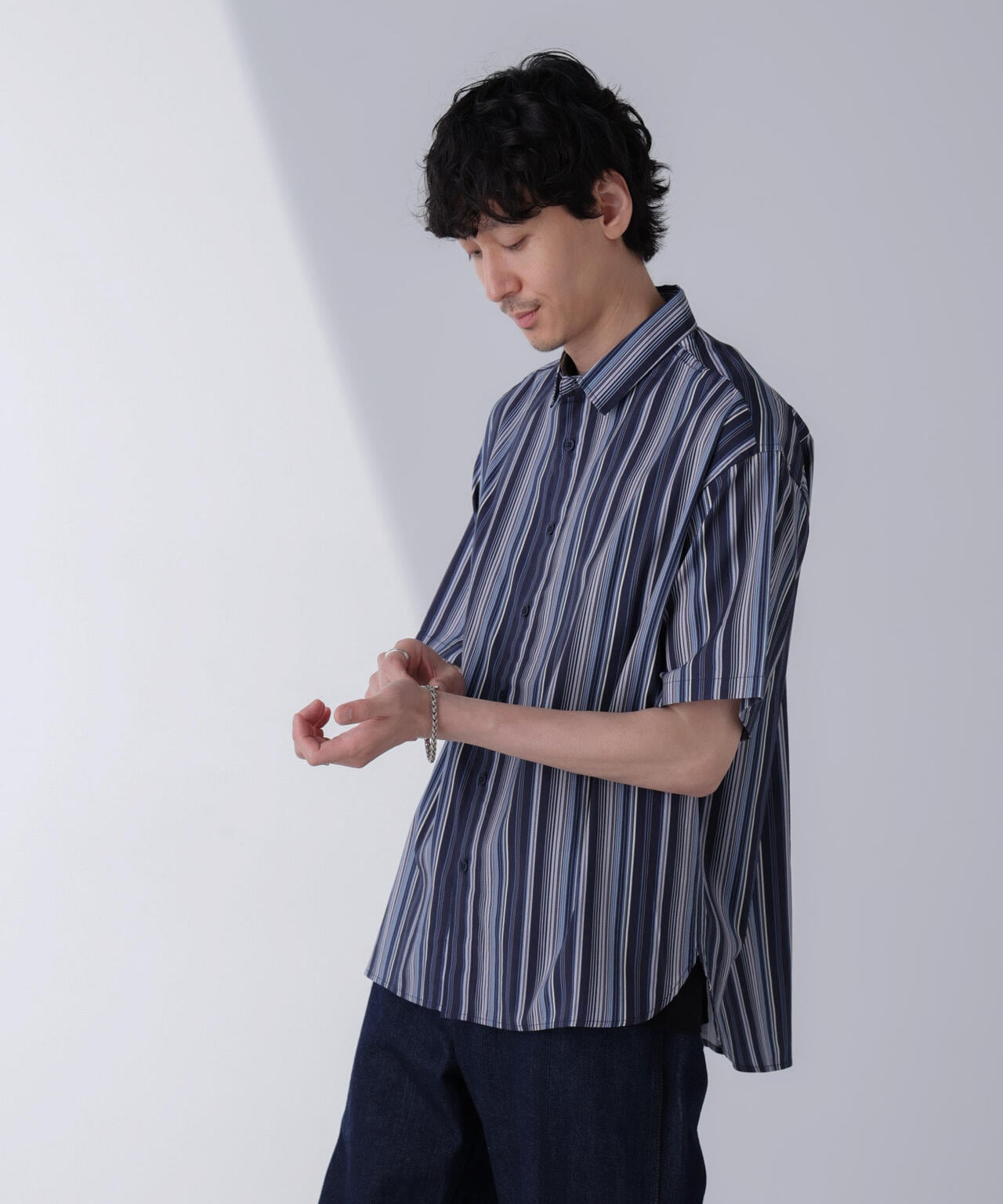 ランダムストライプビッグシャツ 半袖 6724121240