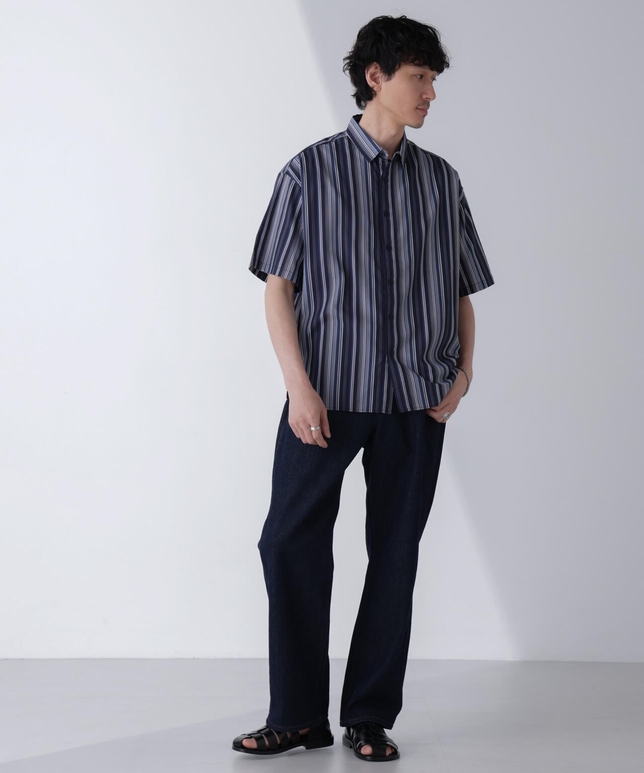 ランダムストライプビッグシャツ 半袖 6724121240