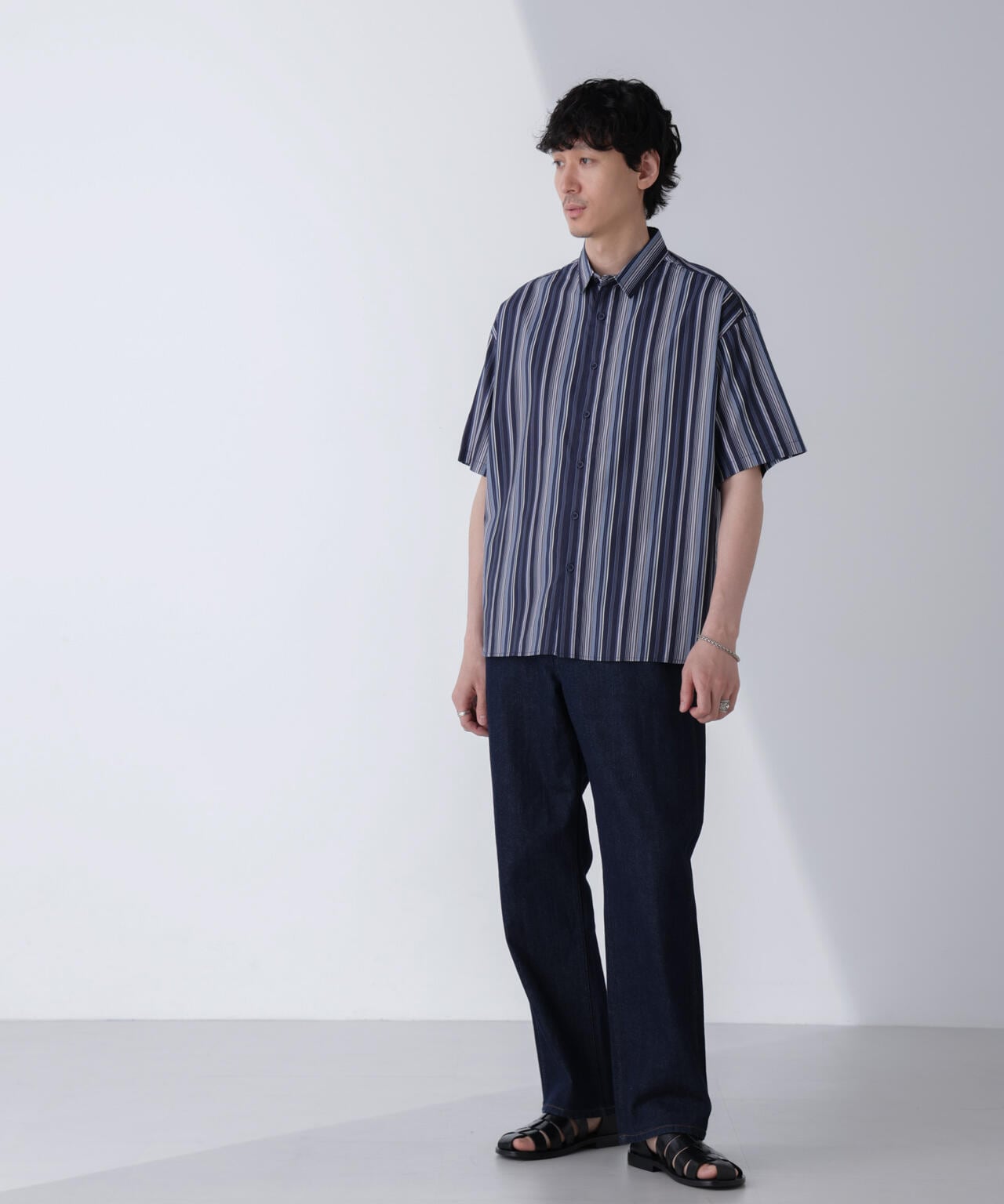 ランダムストライプビッグシャツ 半袖 6724121240