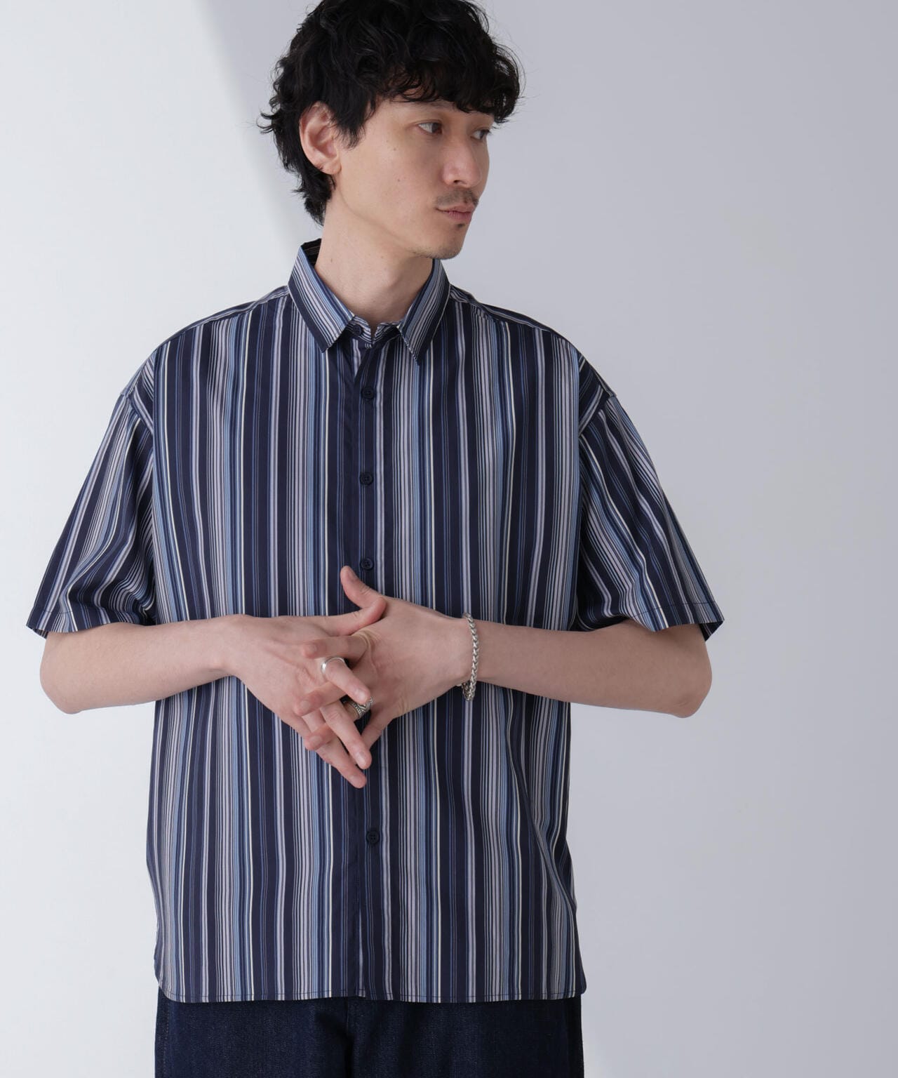 ランダムストライプビッグシャツ 半袖 6724121240