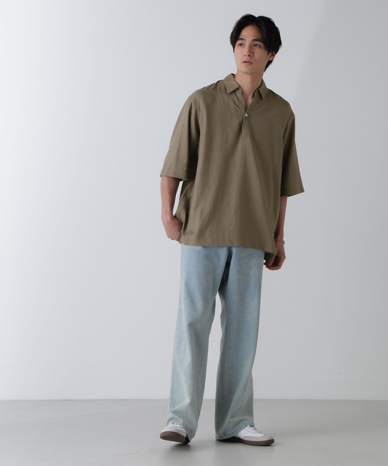 アンチスメルリネン スキッパーシャツ 半袖 6724121241