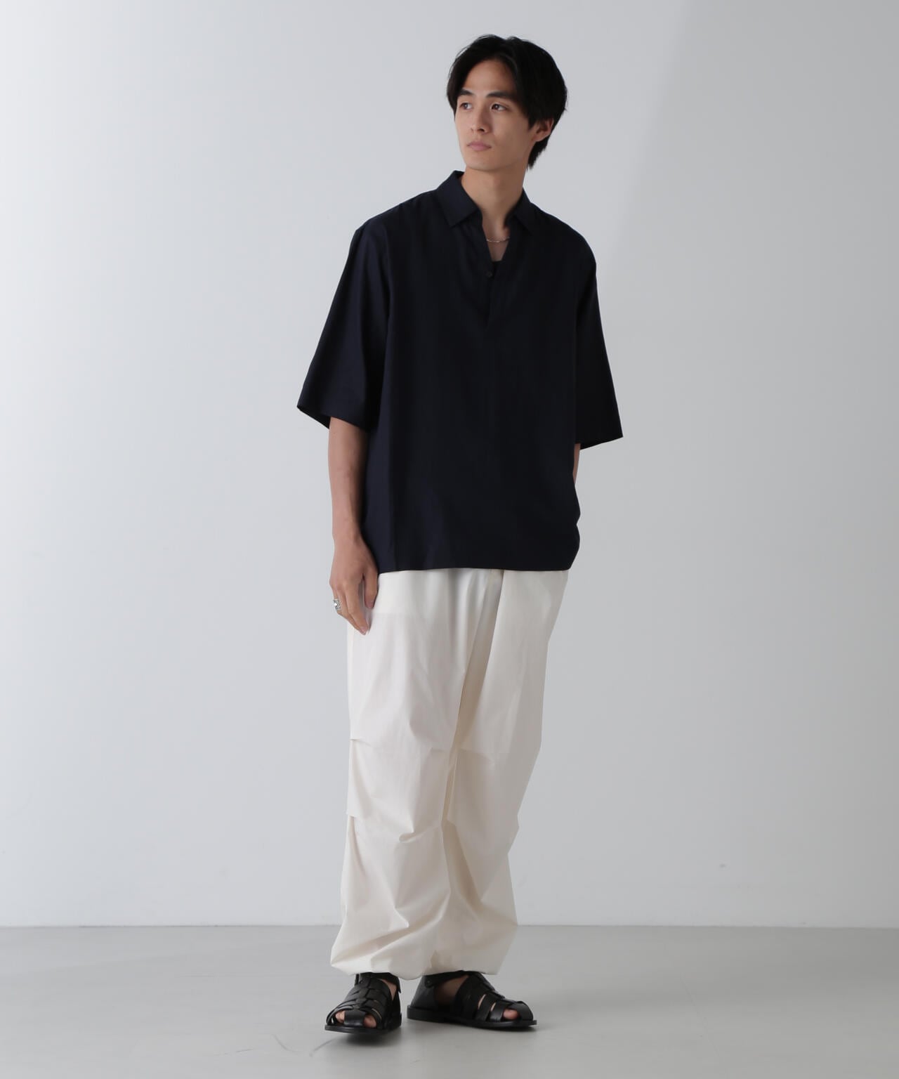 アンチスメルリネン スキッパーシャツ 半袖 6724121241