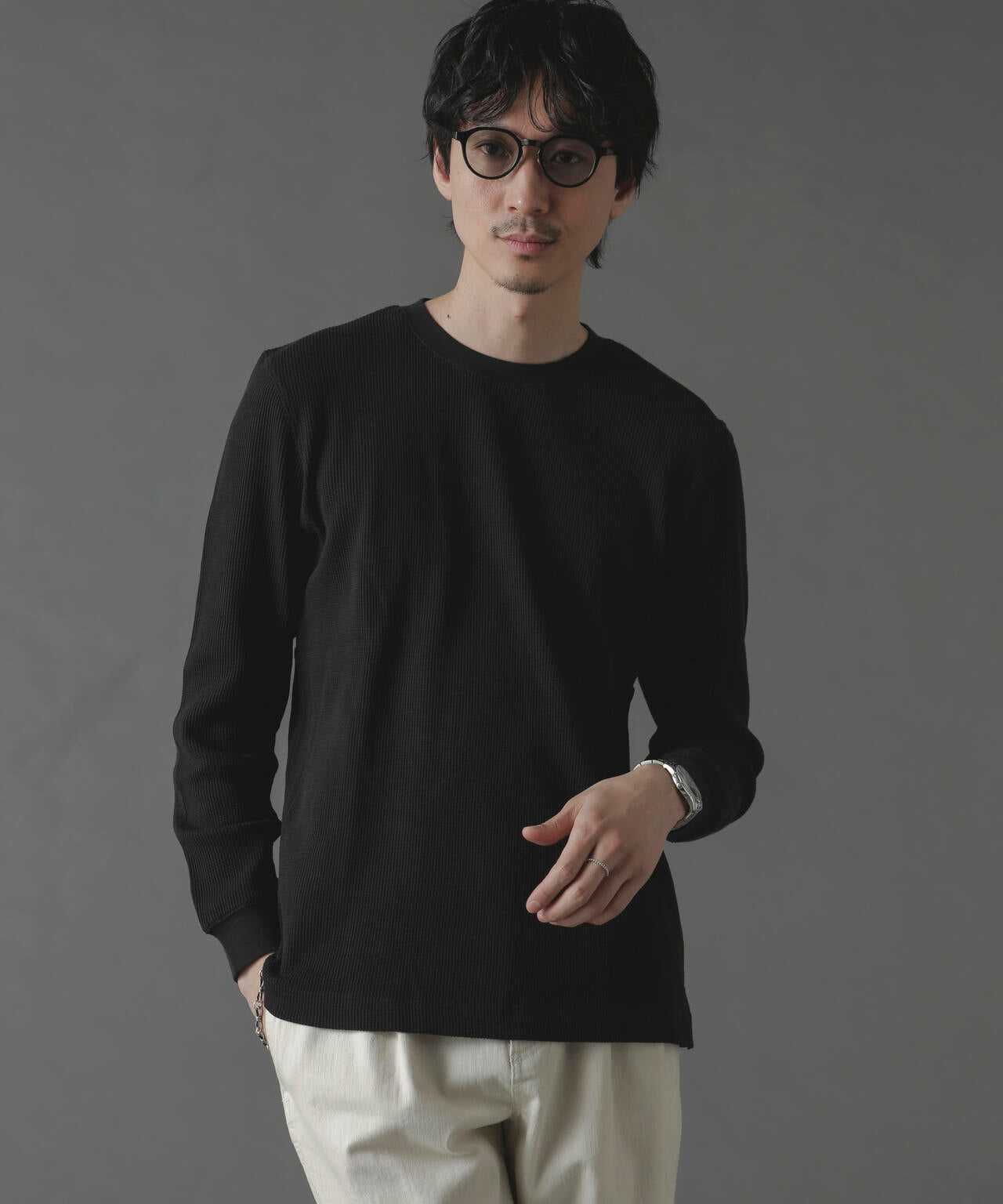 アンチスメルワッフルTシャツ 長袖 6724123212