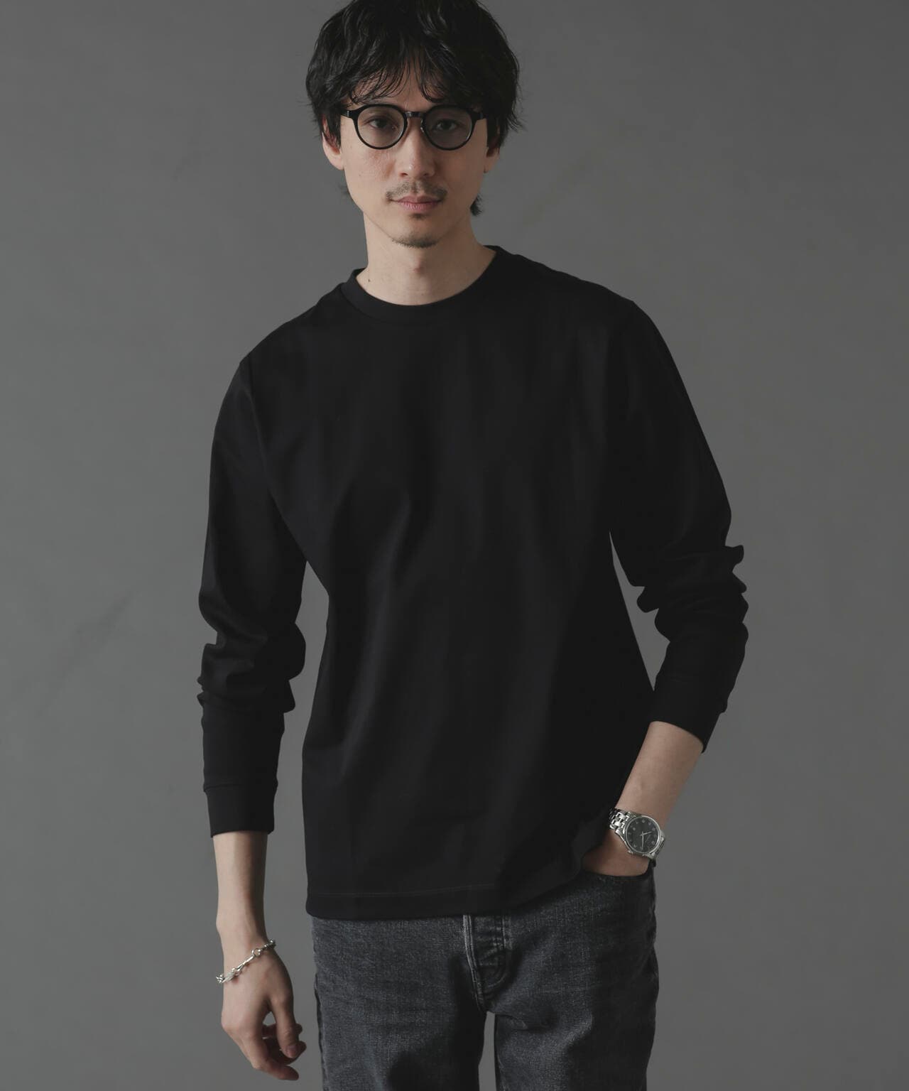 アンチスメルクルーネックTシャツ 長袖 6724123213