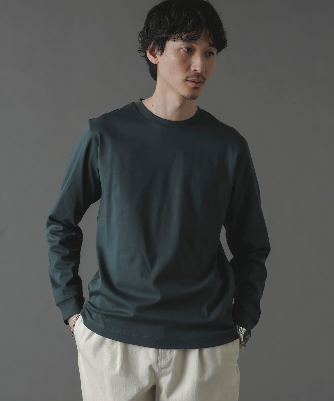 アンチスメルクルーネックTシャツ 長袖 6724123213