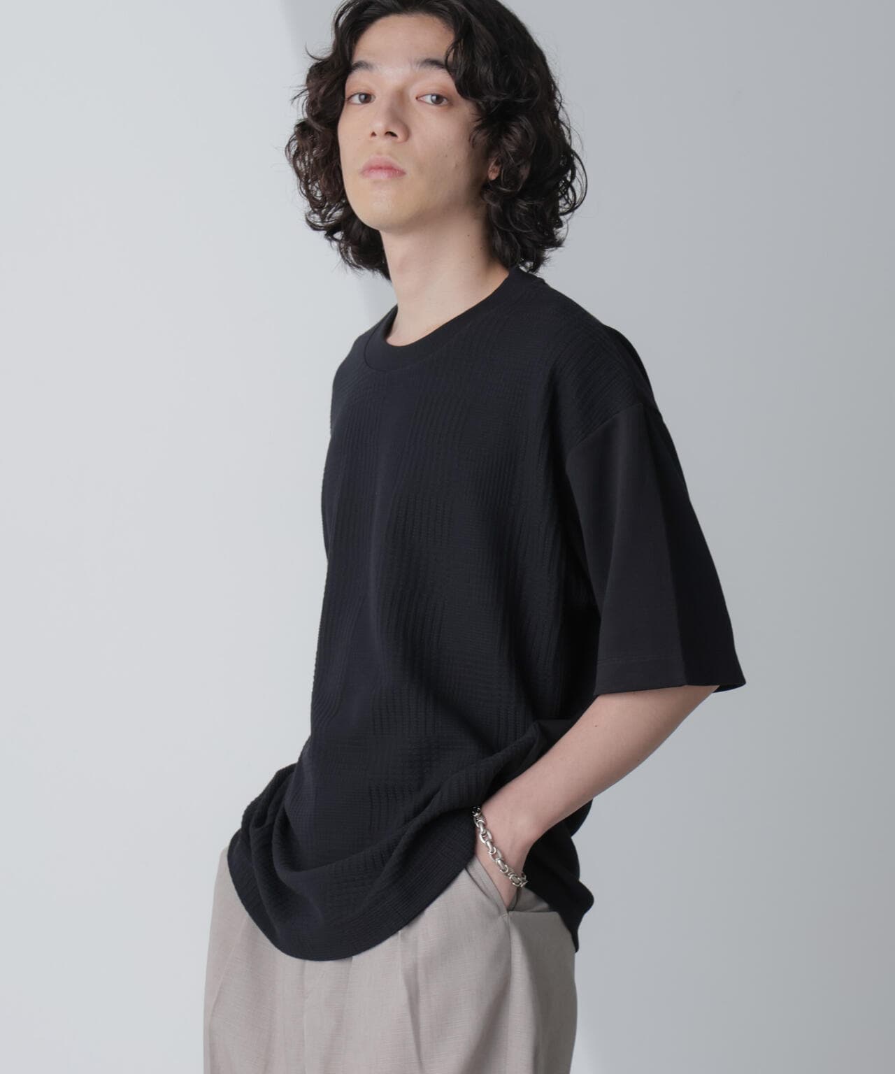 リンクスジャガードコンビTシャツ 半袖 6724124241