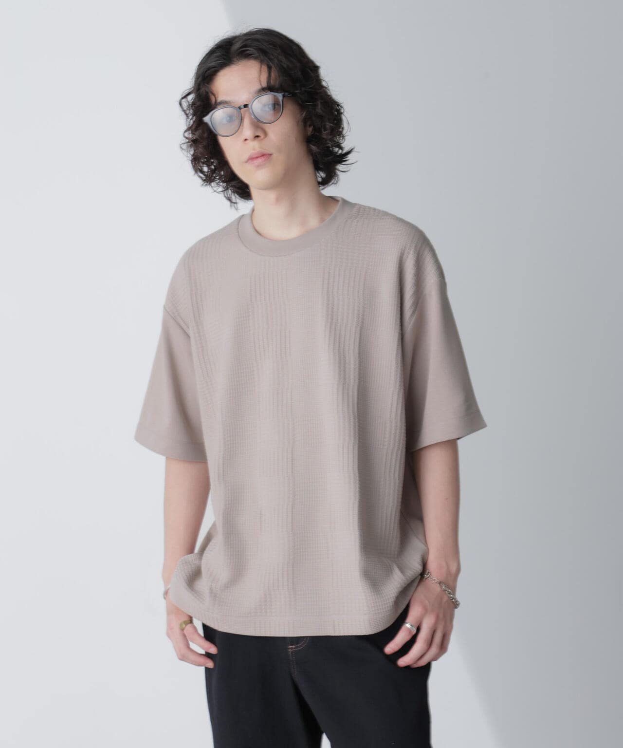 リンクス ジャガード コンビ Tシャツ 半袖
