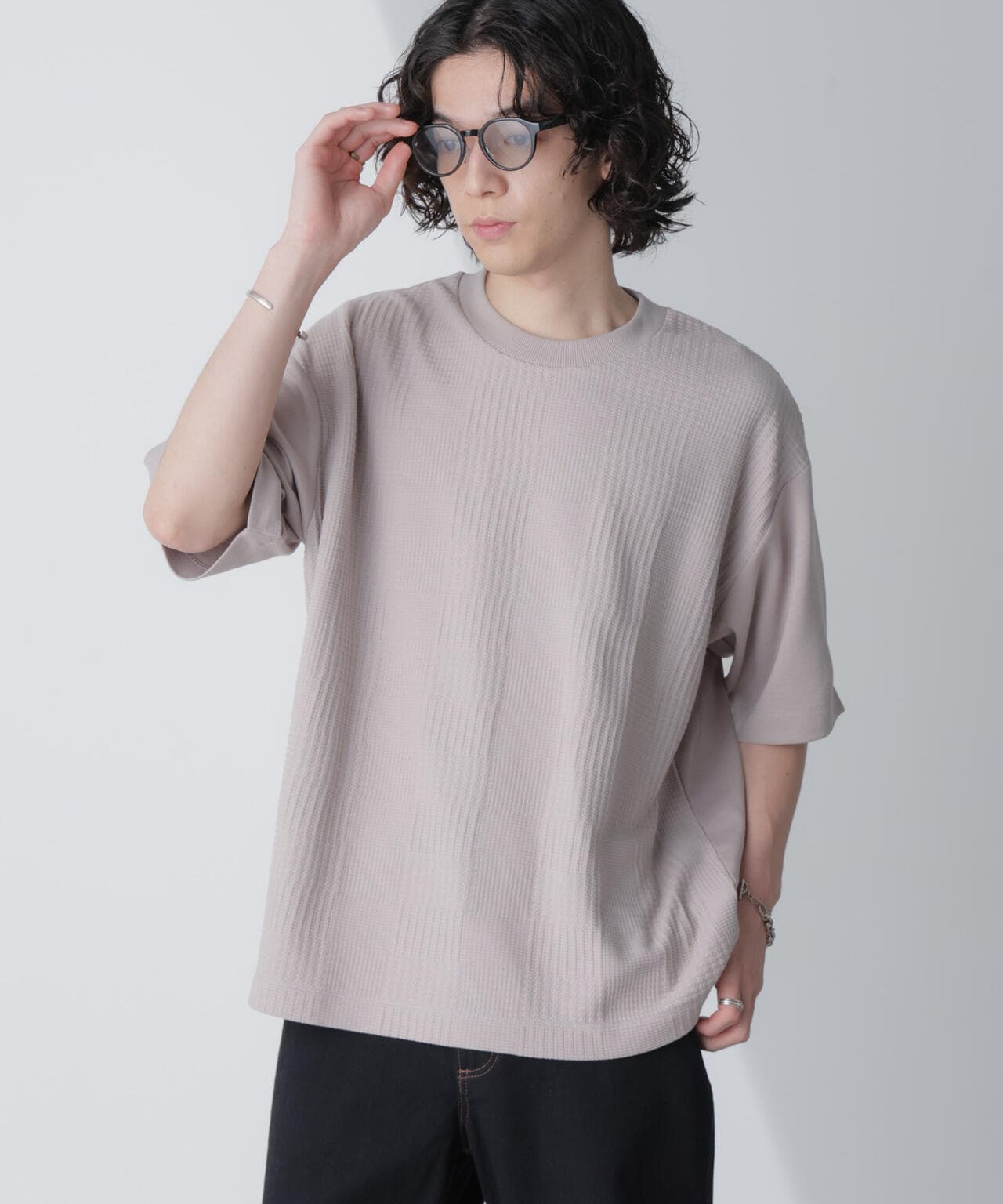 リンクスジャガードコンビTシャツ 半袖 6724124241