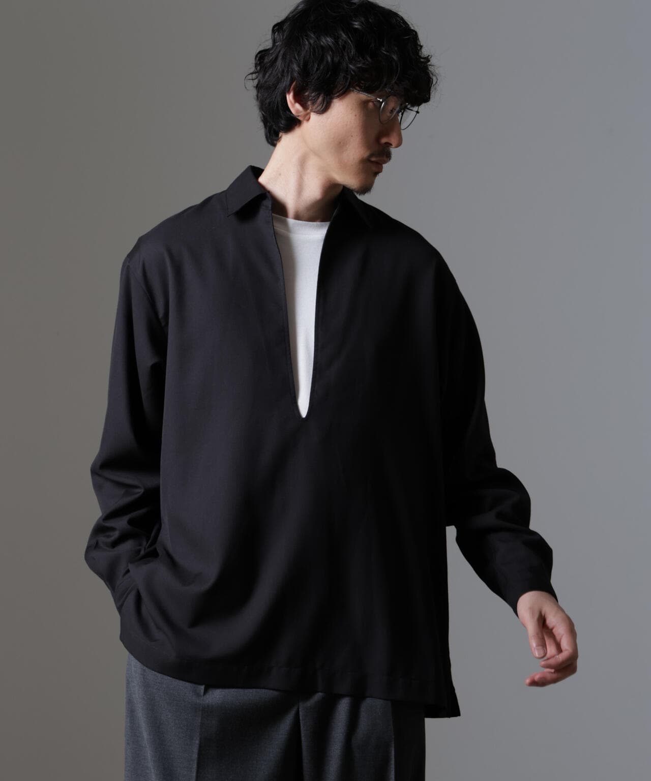 ドレープスキッパーシャツ 長袖 6724220207