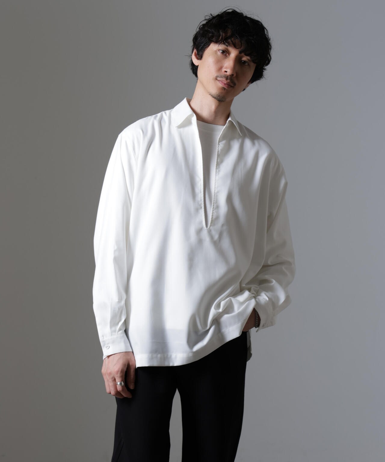 ドレープスキッパーシャツ 長袖 6724220207