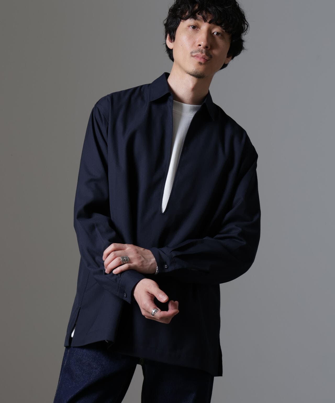 ドレープスキッパーシャツ 長袖 6724220207