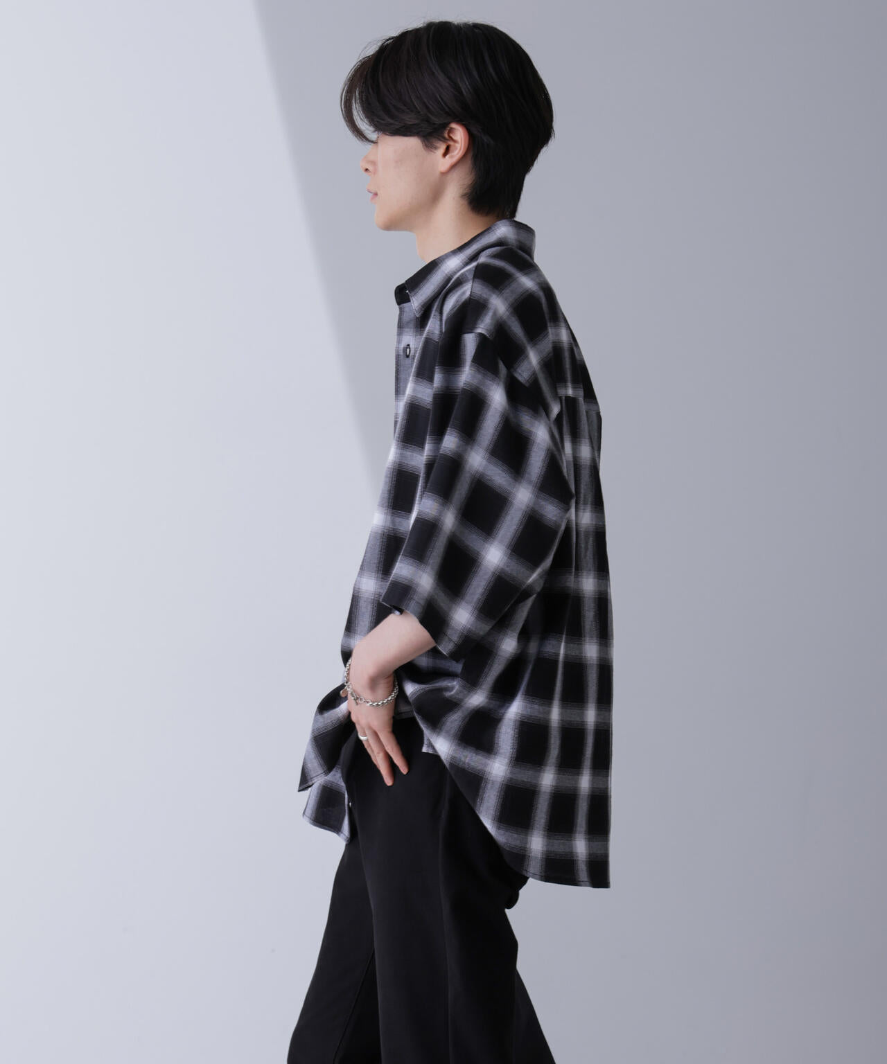 リラックスオンブレーチェックシャツ 半袖 6724221204