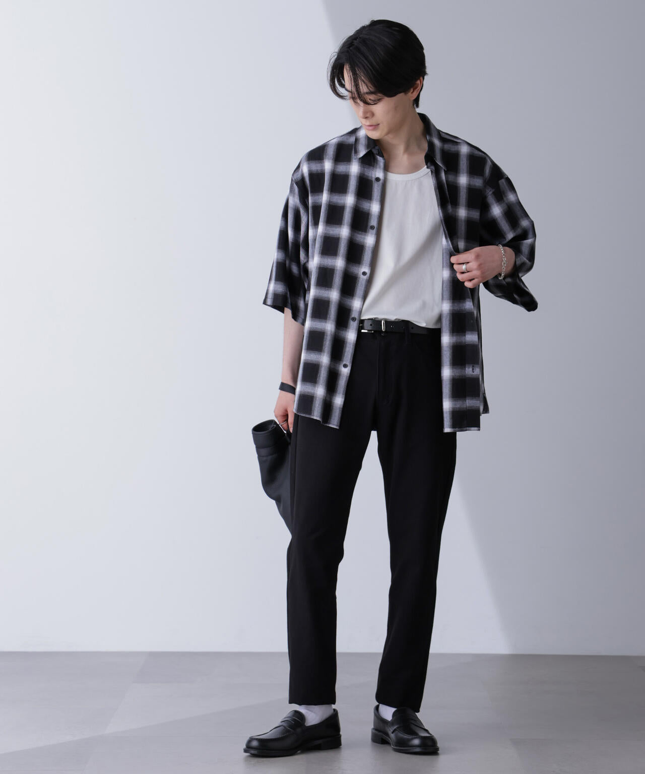 リラックスオンブレーチェックシャツ 半袖 6724221204
