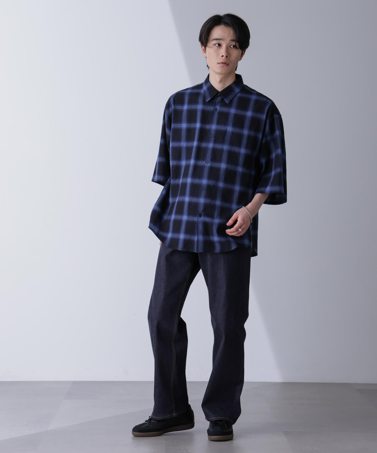 リラックスオンブレーチェックシャツ 半袖 6724221204