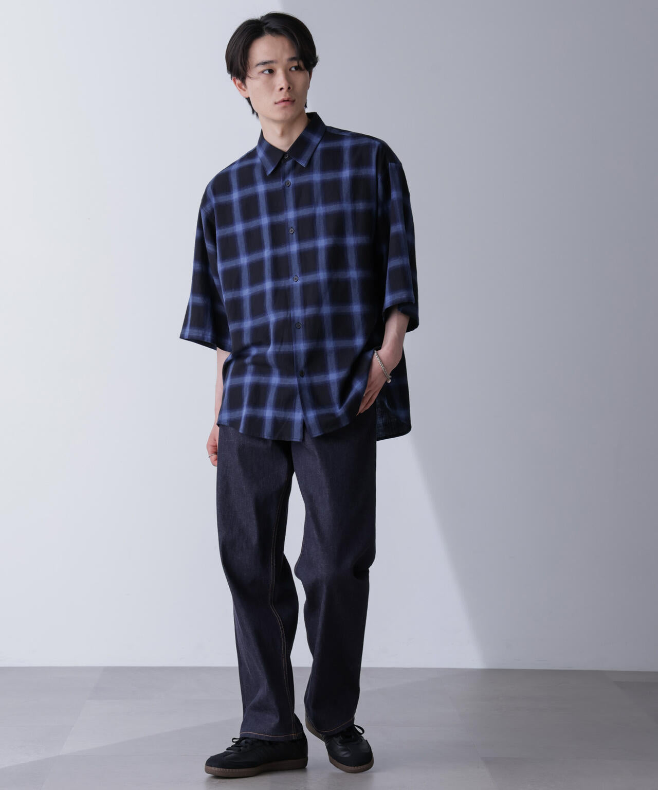 リラックスオンブレーチェックシャツ 半袖 6724221204