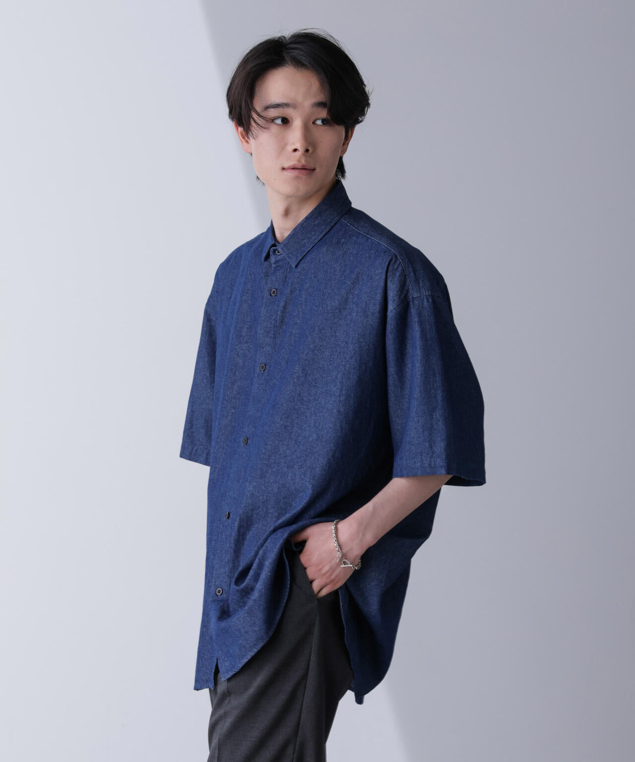 ライトデニムリラックスシャツ 半袖 6724221209