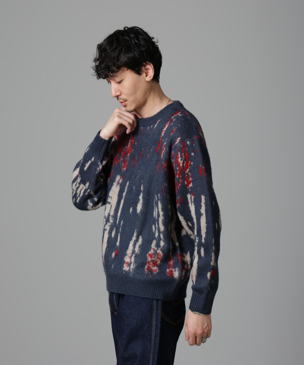 ペイント グラデーション モヘヤ ライク ニット