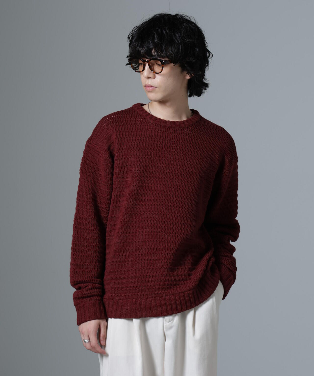 WEB限定 / 模様編み クルーネック ニット