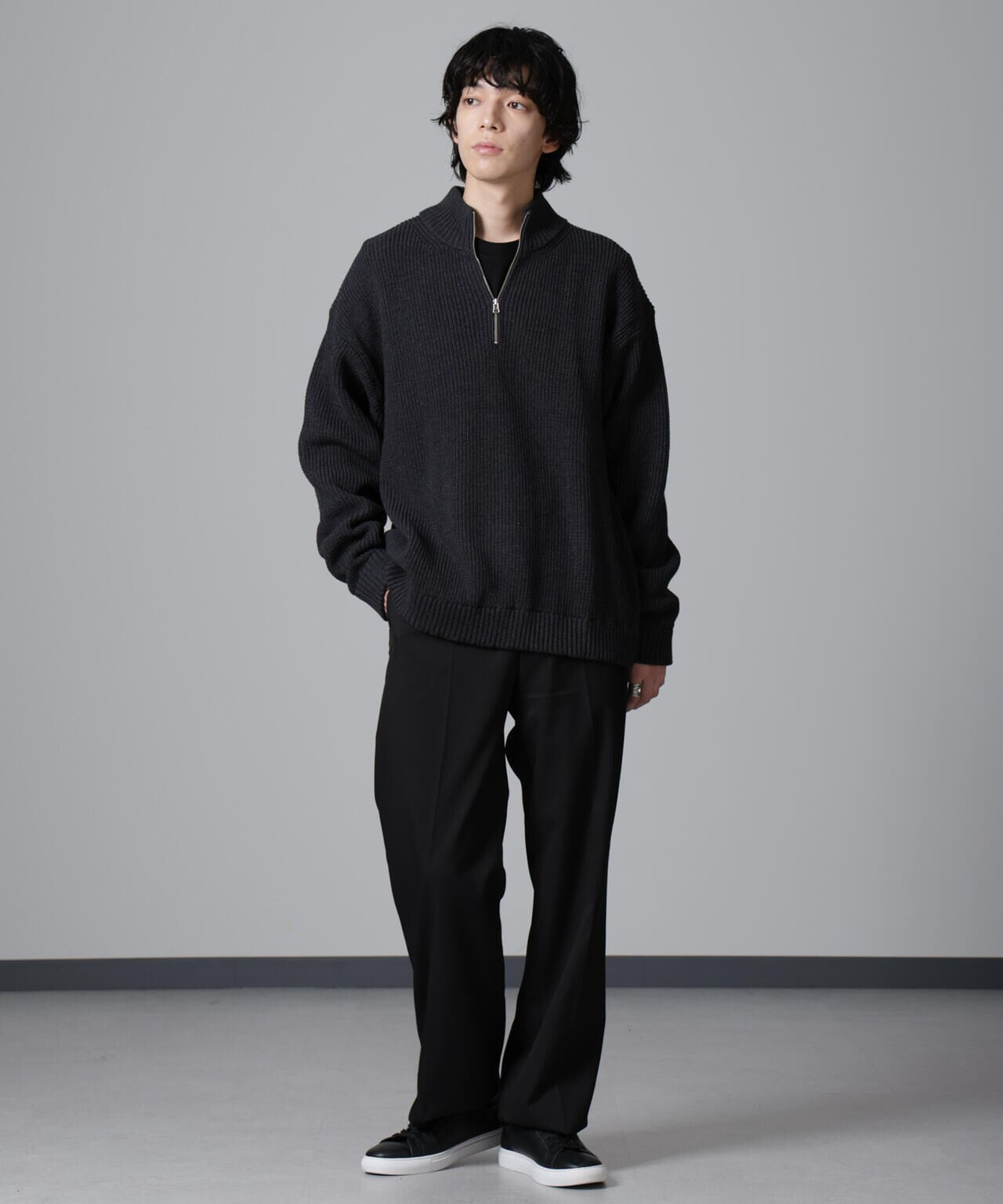 畔ニットハーフZIPプルオーバー 6724222221