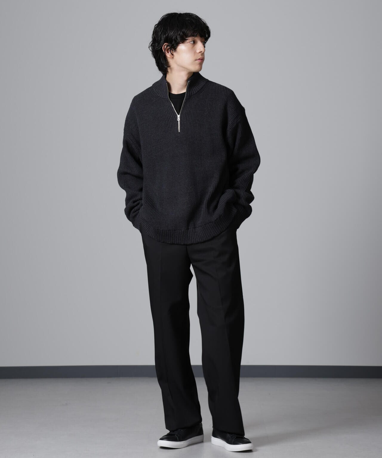 畔ニットハーフZIPプルオーバー 6724222221