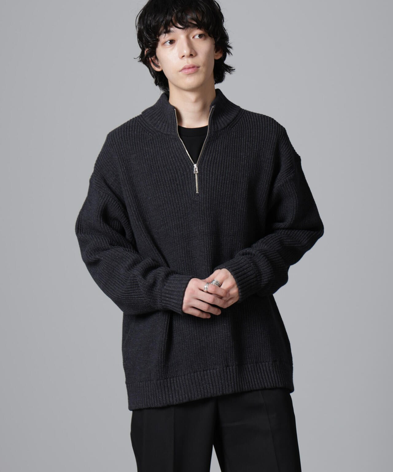 畔ニットハーフZIPプルオーバー 6724222221