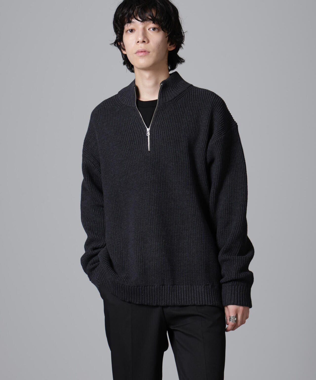畔ニットハーフZIPプルオーバー 6724222221